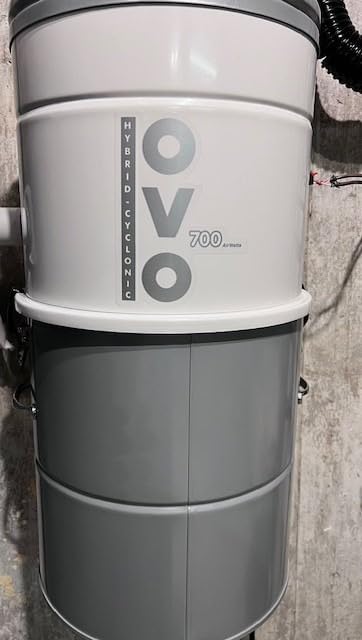OVO Large and Powerful Central Vacuum System, 700 Airwatts Hybrid Filtration (with or Without Disposable Bags), Covers up to 7500 sq.ft, 6.6 Gal / 25L Bottom Load Rolled Steel Canister customer photo 1