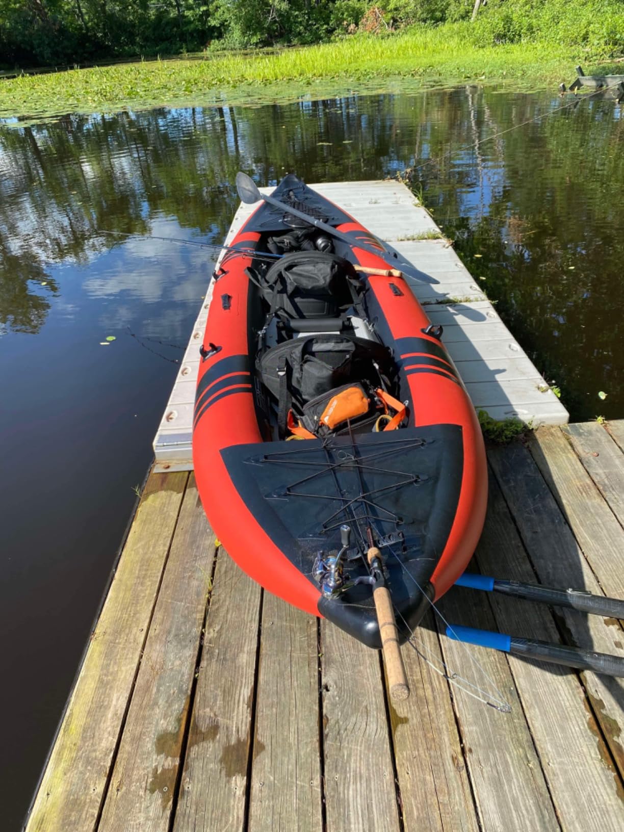 Goplus Tandem Inflatable Kayak, 12.5FT 2-Person Kayak for Adults w/507 LBS Weight Capacity, 2 Aluminium Oars, Padded Seat, 2 Fins, Hand Pump, Carry Bag, Repair Kit, Portable Touring Kayaks customer photo 2