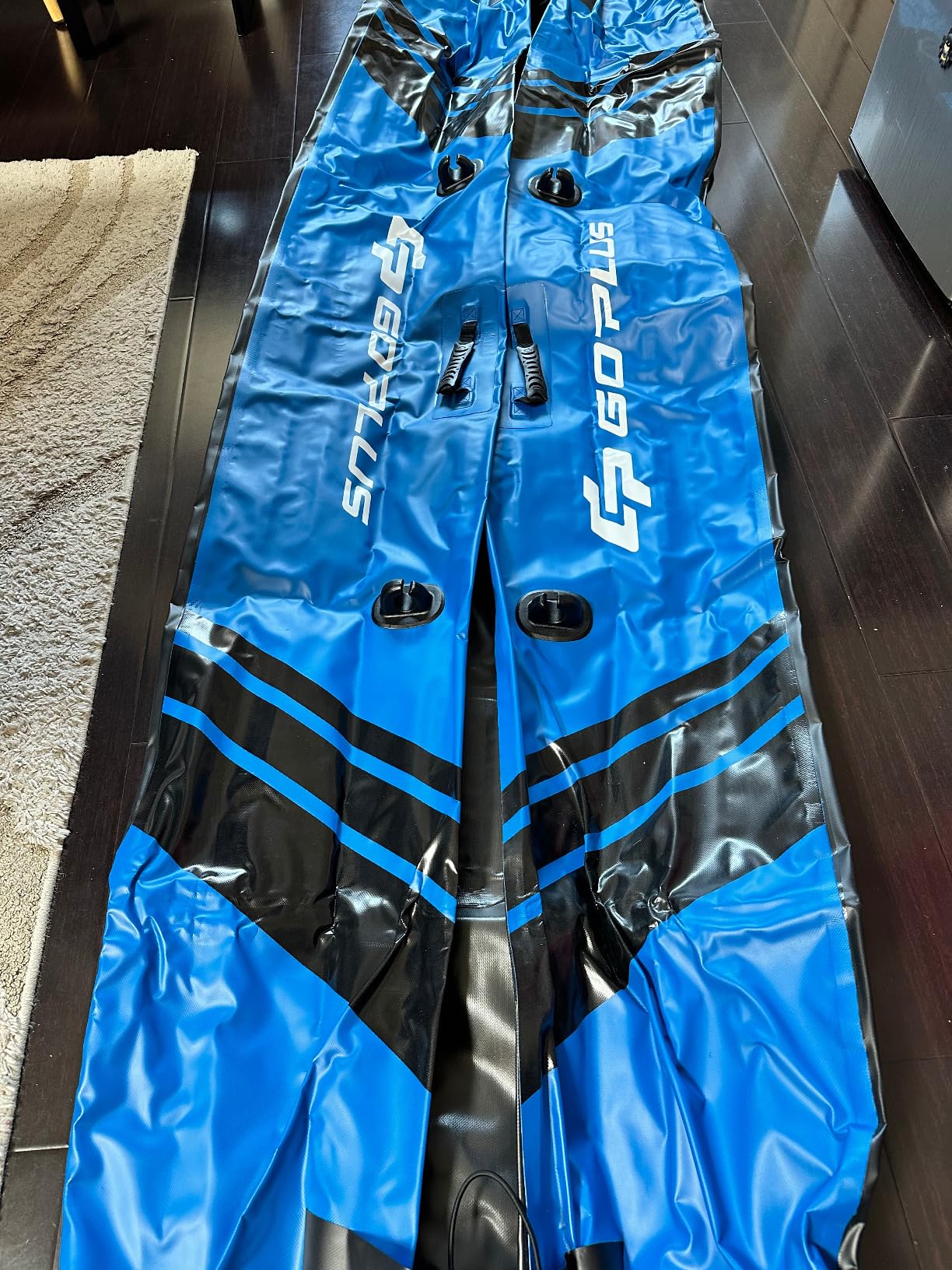 GYMAX Inflatable Kayak, 12.5Ft 507lbs Tandem Kayak with 2 Aluminum Paddles, 2 Padded Seats, Footrests, 2 Fins, Hand Pump, Carry Bag & Repair Kit, 2 Person Fishing Touring Kayak for Adults customer photo 1