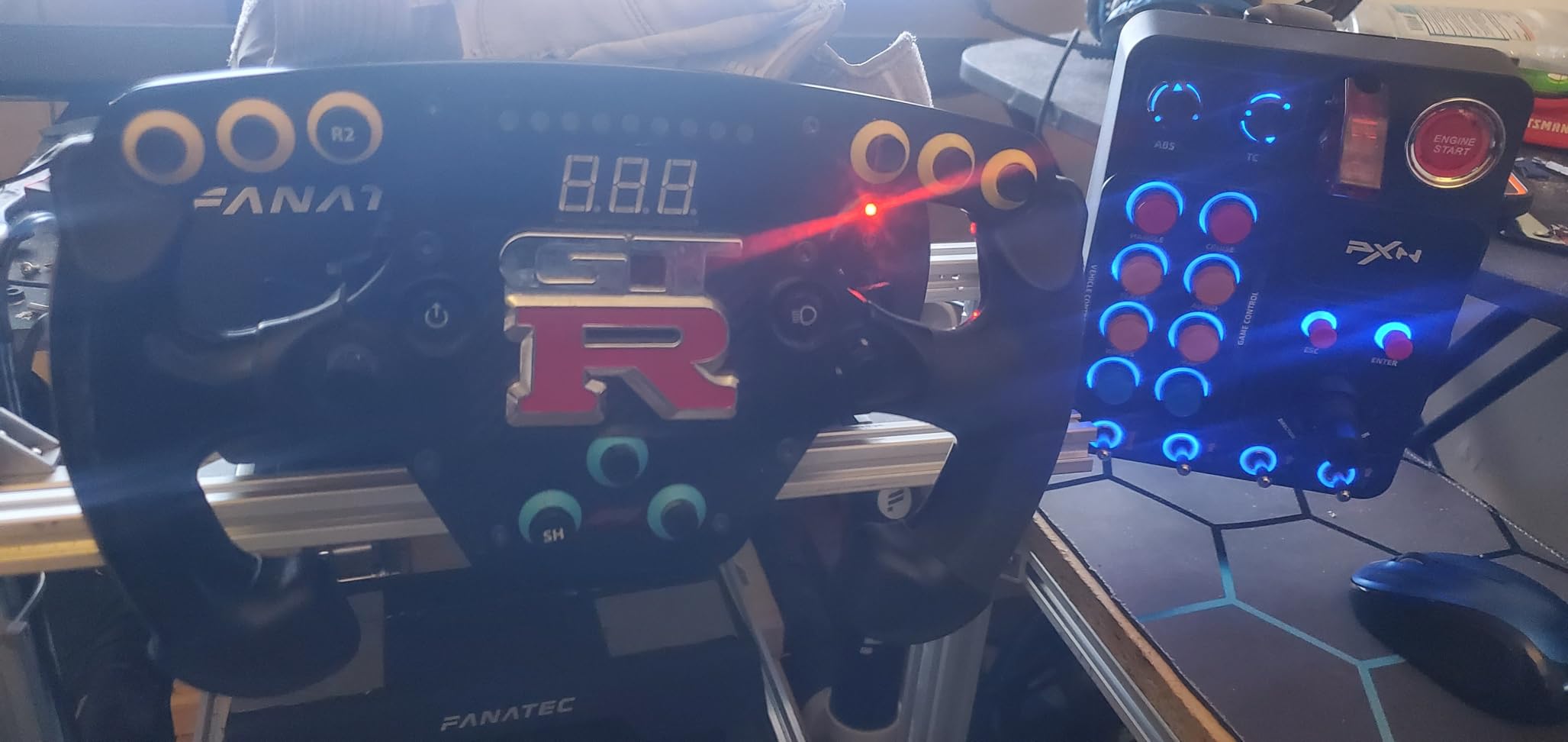 PXN Multi-functional Sim Racing Button Box for Windows PC, CB1 USB PC Racing Simulator Instrument Center Control Button Box with 30 Programmable Buttons and Adjustable RGB Lighting customer photo 1