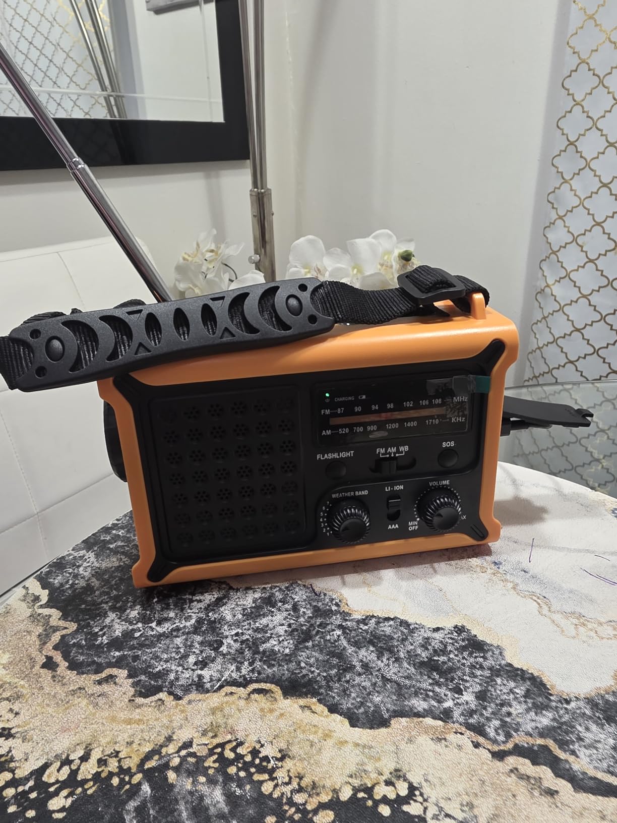 Solar Radio Emergency Hand Crank 12000mAh with Clear Signal, AM FM NOAA Weather Radio Battery Operated with 2-Mode LED Flashlight Cell Phone Charger Dual Outputs SOS customer photo 1