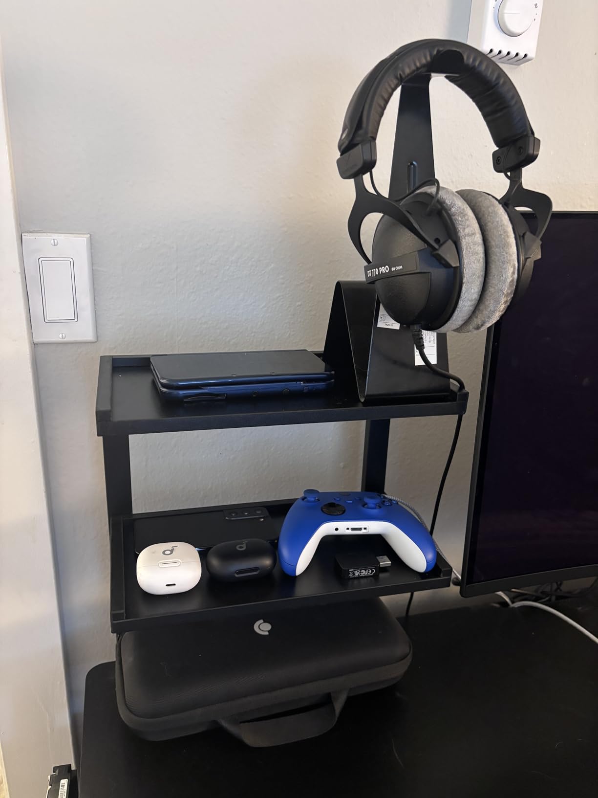 2-Tier Desk Shelf, Expandable Under Desk Storage, Clamp on Desk Shelf, Desktop Accessories for Offices, Study Rooms, and Game Rooms (Wood) customer photo 1