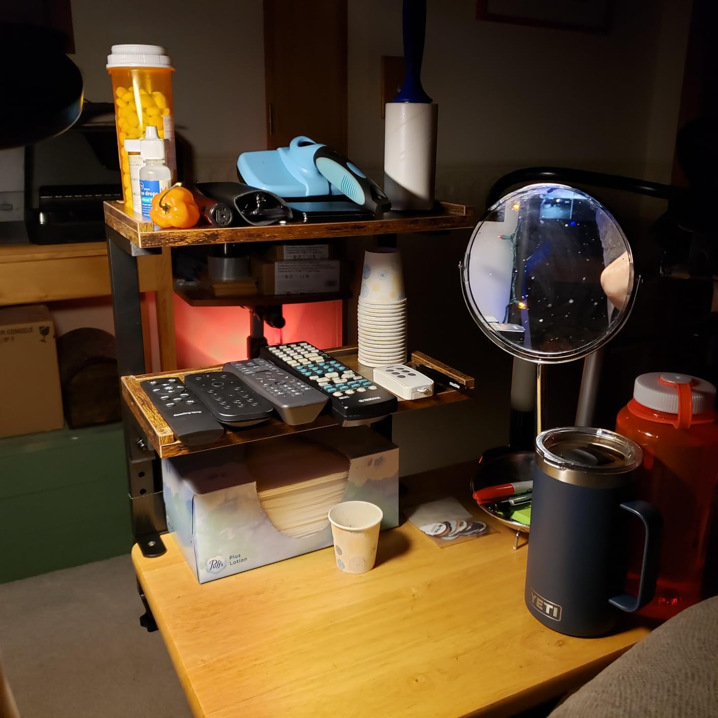 2-Tier Desk Shelf, Expandable Under Desk Storage, Clamp on Desk Shelf, Desktop Accessories for Offices, Study Rooms, and Game Rooms (Wood) customer photo 2