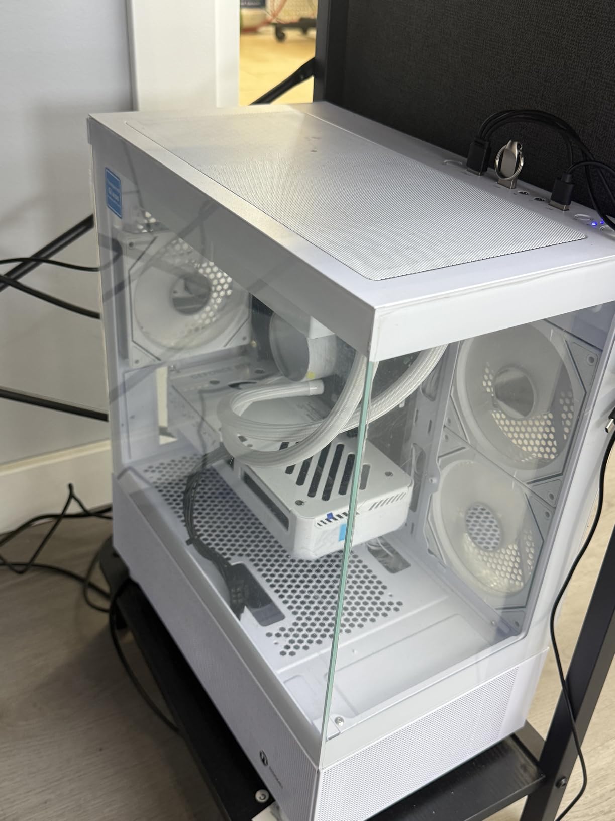 NINGMEI Gaming PC Desktop Computer, Ryzen 7 5700X Gaming Desktop Computer, 32GB RAM 1TB NVMe SSD, GeForce RTX 5060 8GB, Prebuilt Tower PC with Liquid Cooling, 650W PSU, Windows 11 Home, White customer photo 2
