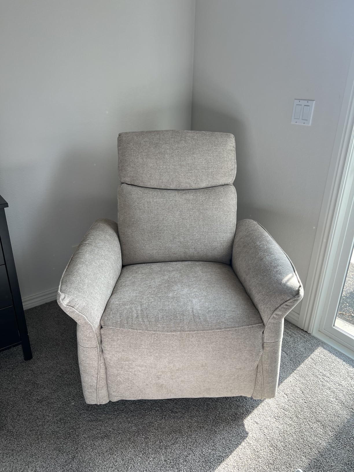 CHITA Power Recliner Chair, Electric Triple-Motor Swivel Glider Nursery Rocking Chair with Adjustable Power Headrest and Lumbar Support, GREENGARD Gold Certified, Solid Wood Base, Linen customer photo 2