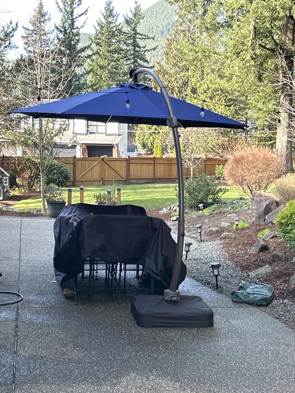 Kingdura 12ft Offset Cantilever Patio Umbrella with Base Included, Large Round Aluminum Outdoor Umbrella, 360 Degree Rotation & Infinite Tilt, Heavy Duty Frame for Deck Pool Backyard, Beige customer photo 1