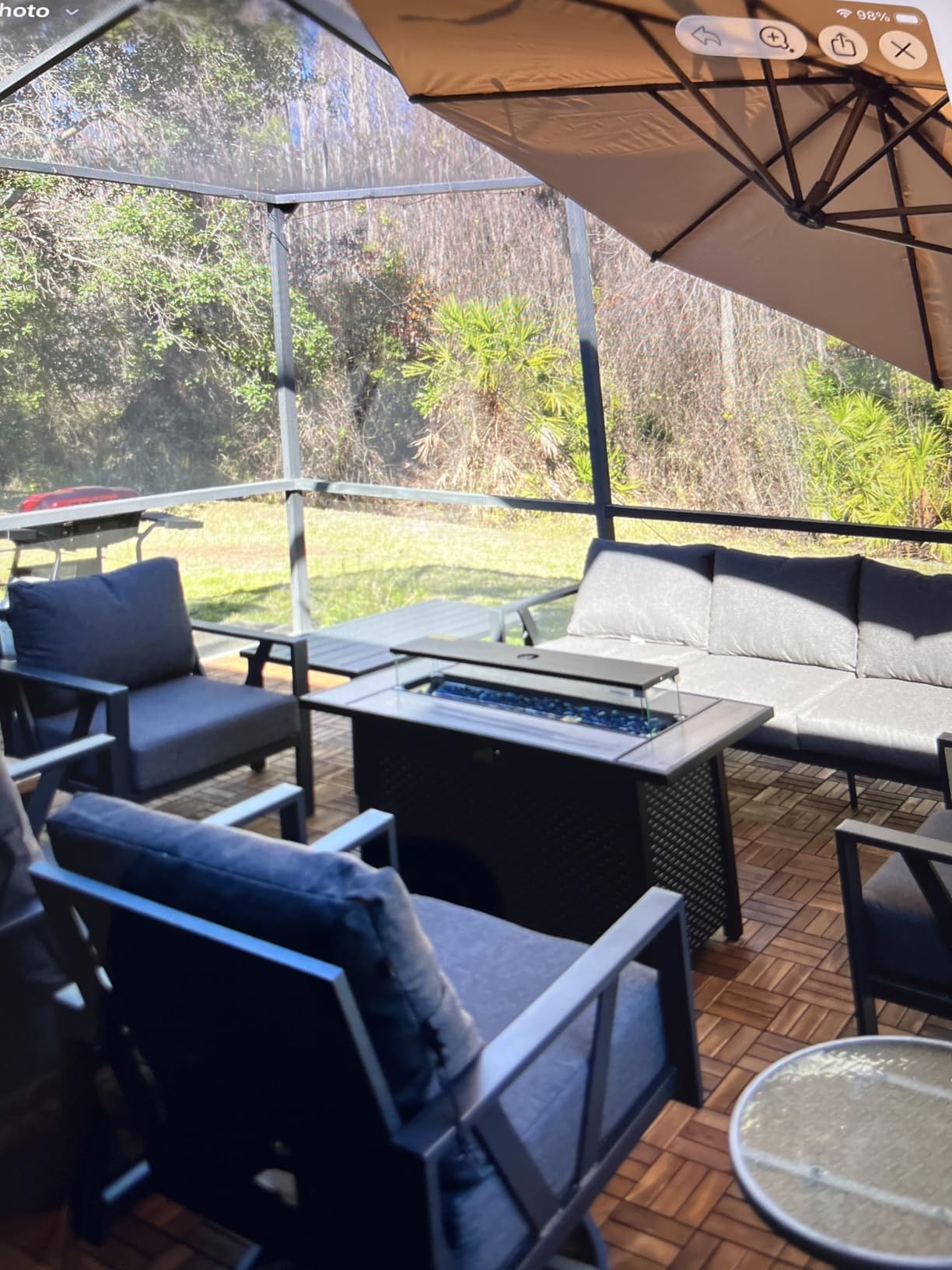 Aoxun 11 FT Cantilever Umbrella with Base Included, Patio Large Aluminum Offset Umbrella Windproof with 360 Degree Rotation, Heavy Duty Frame for Outdoor, Pool, Deck and Garden customer photo 1