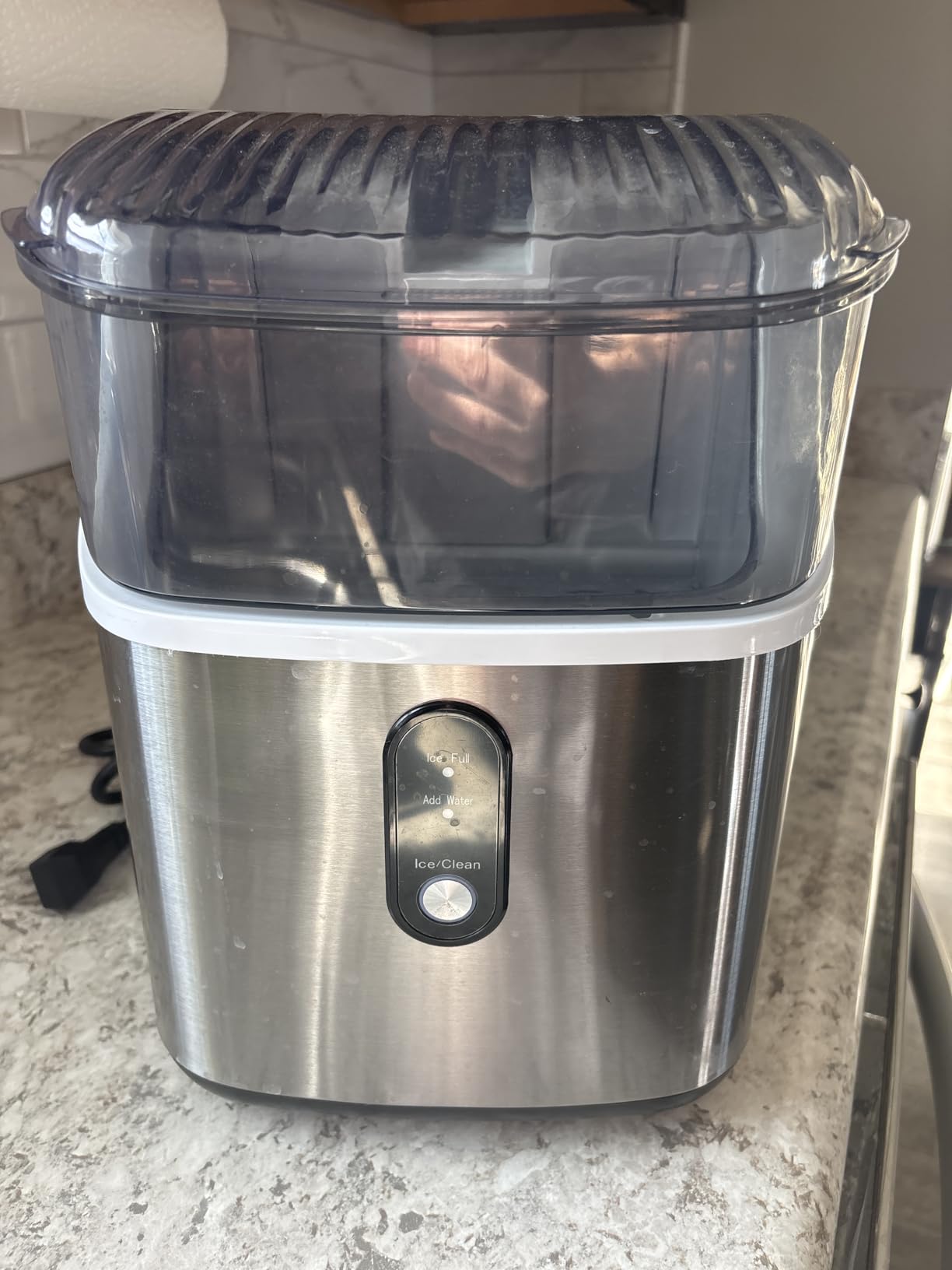 Kismile Nugget Ice Makers Countertop, Portable Ice Machine with Crushed Ice, 35lbs/Day, Self-Cleaning, One-Click Operation for Home Use (Silver) customer photo 2