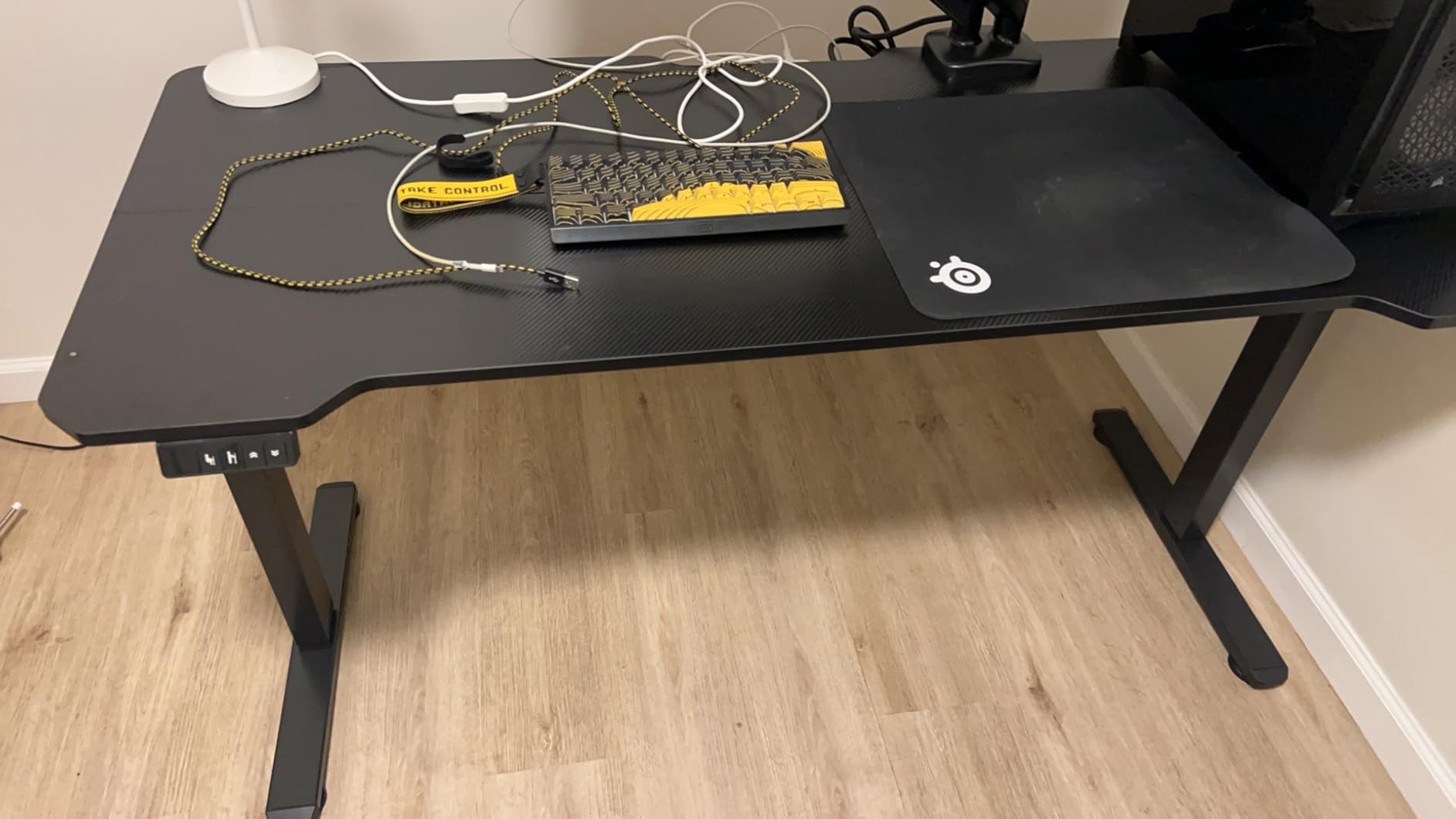 Gaming Standing Desk with LED Lights & Host Shelf, 55