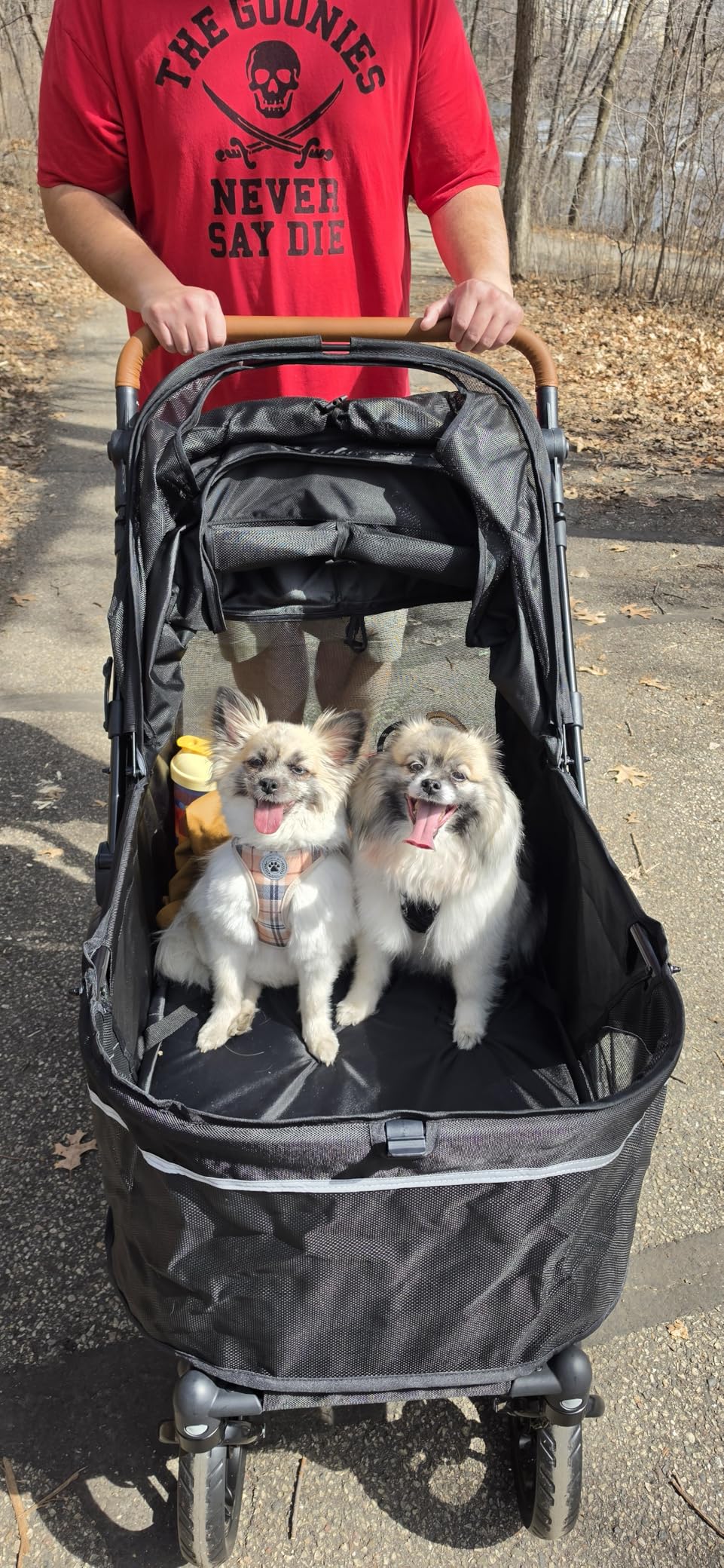 Pet Stroller for Large Dogs up to 110lbs, Large Pet Stroller for Multiple Pets, All-Terrain with Adjustable Handle & Mesh Dual-Window, 1680D Waterproof Oxford Fiber customer photo 1