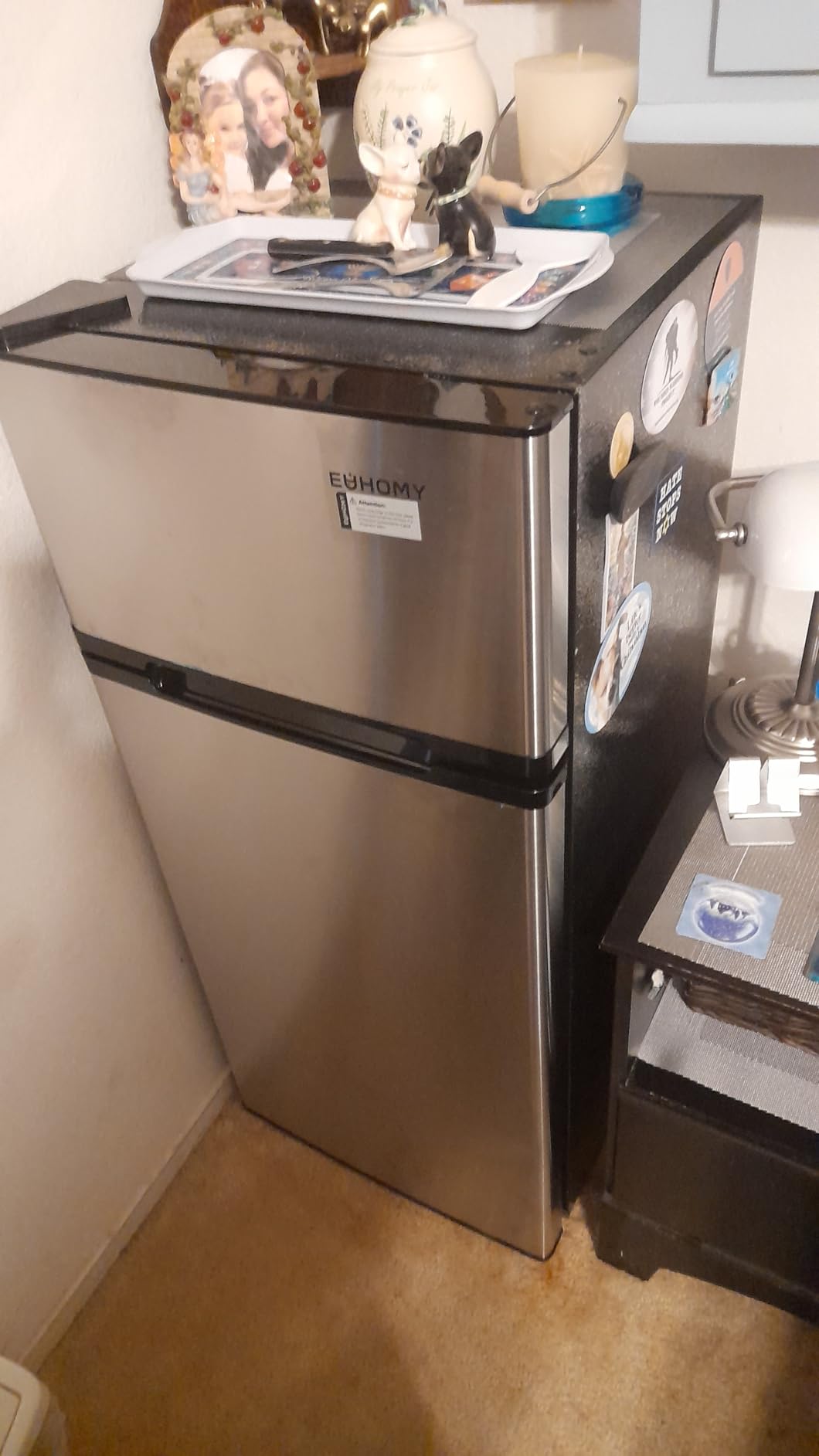 EUHOMY 7.4 Cu.Ft. Refrigerator with Freezer, 2 Door Fridge, Adjustable Thermostat, Large Capacity, Refrigerator for Kitchen/Dorm/Office/Apartment - Food Storage or Cooling drinks, Silver customer photo 2