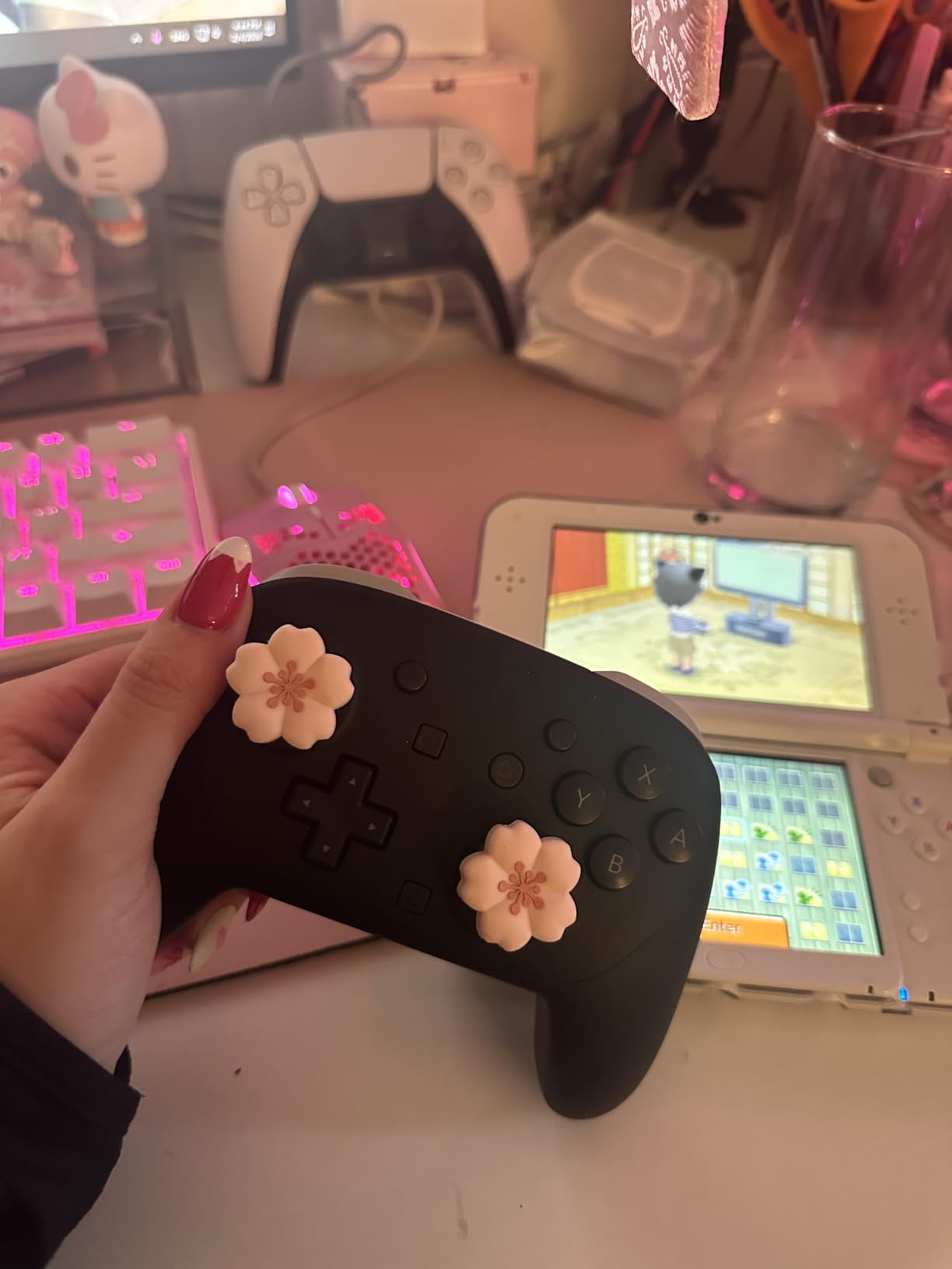 GeekShare Sakura Thumb Grips Compatible with Nintendo Switch 2, Anti-Slip Silicone Switch 2 Joystick Caps with Original Design and Comfortable Grip(4PCS) customer photo 2