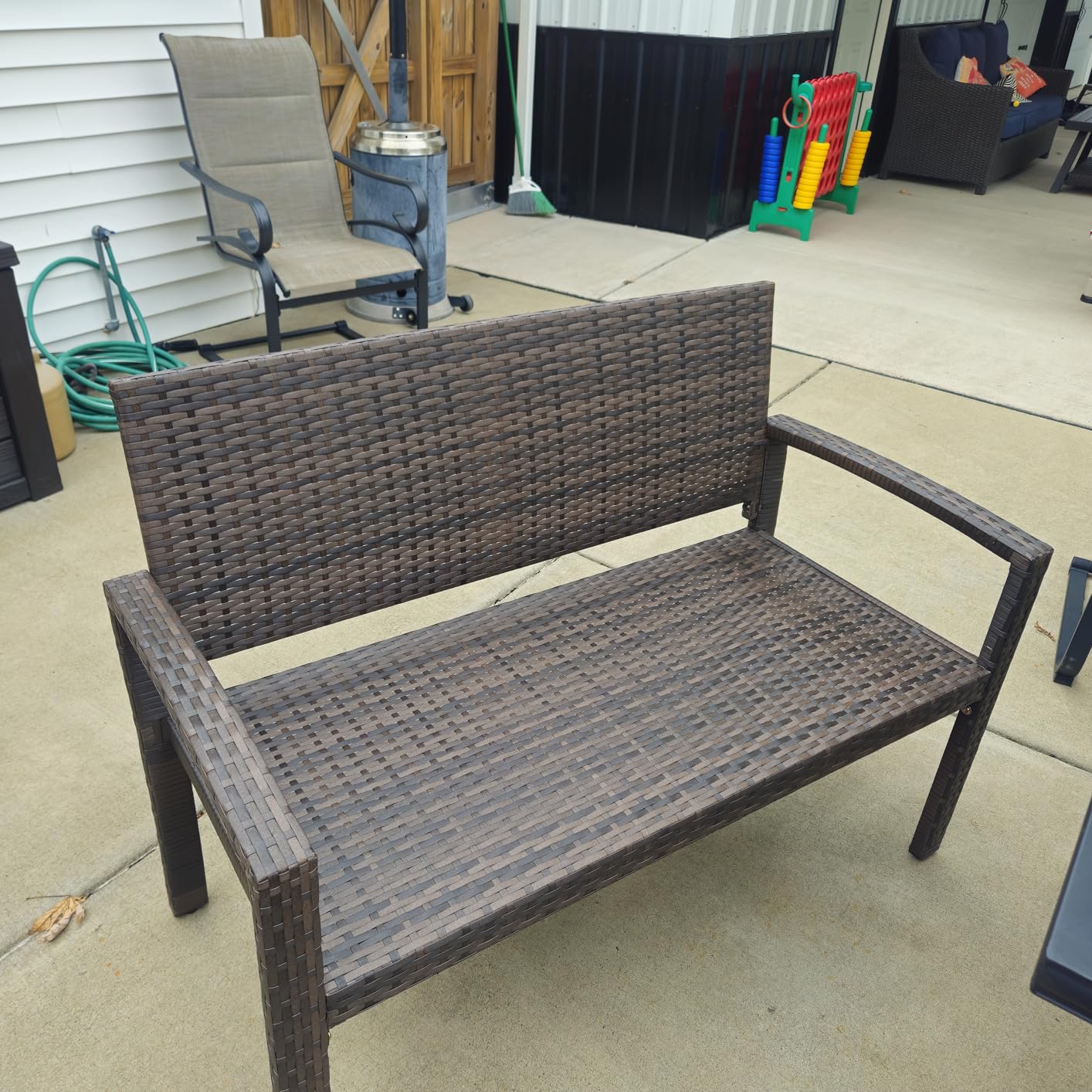 Best Choice Products Outdoor Bench 2-Person Wicker Garden Patio Benches Seating Furniture for Backyard, Porch w/Seat Cushion, 700lb Capacity - Black/Black customer photo 1