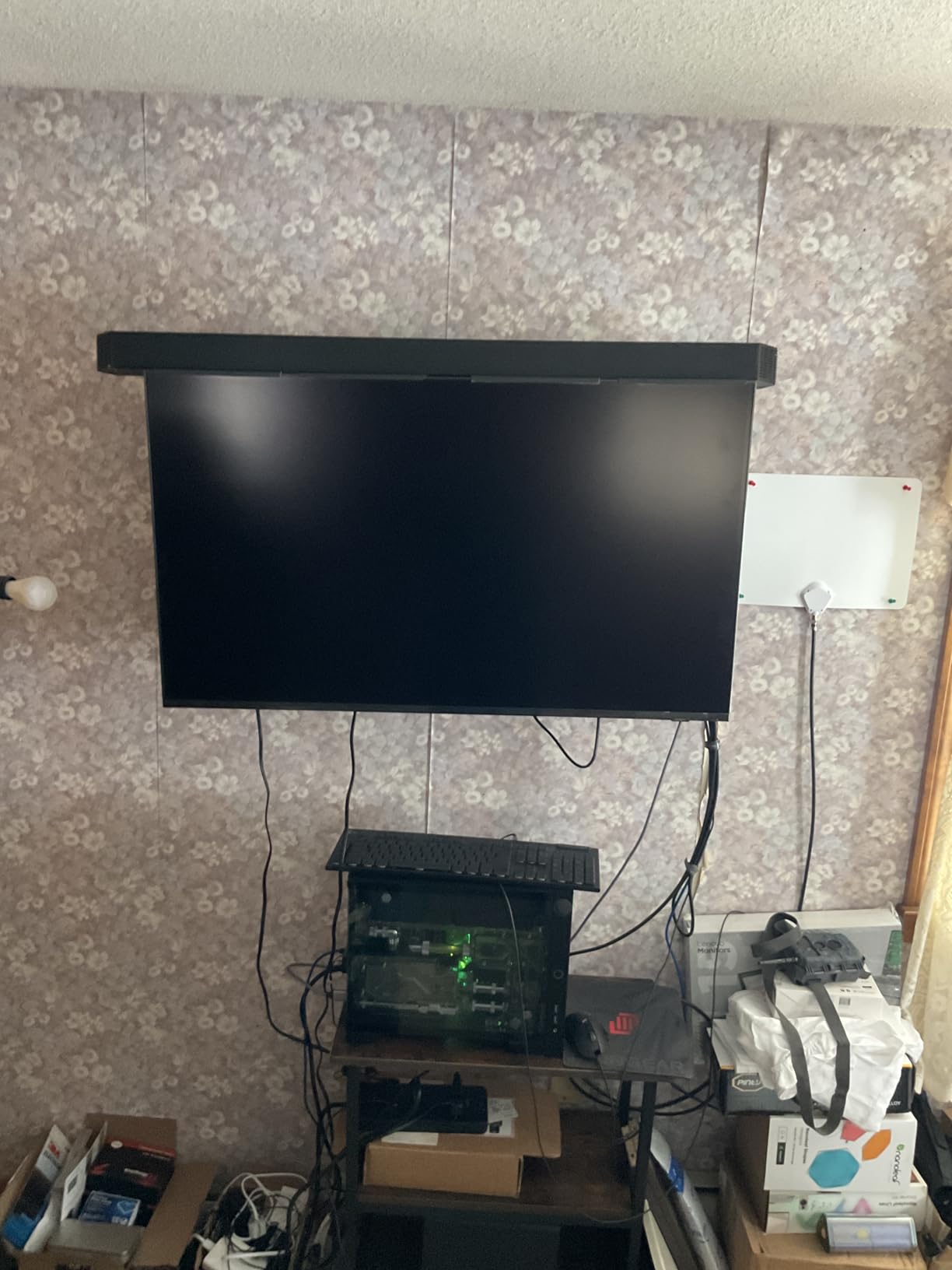 Soundbar Mount, No Drilling Steel TV Top Shelf Fits Most of Sound Bars Up to 15 Lbs, Universal Sound Bar TV Mount Bracket, Sound Bar Stand Compatible with Samsung, Sony, LG,Bose, 33.8x4.7inch customer photo 2