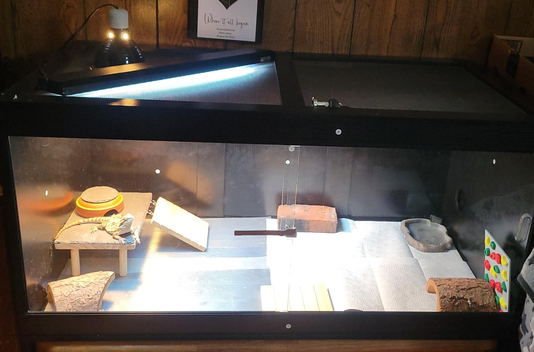 unipaws 110 Gallon Reptile Tank for Lizards, Bearded Dragon Enclosure Terrarium, Large Stackable Cage with Glass Sliding Doors and Lock and Cable Port, Black customer photo 2