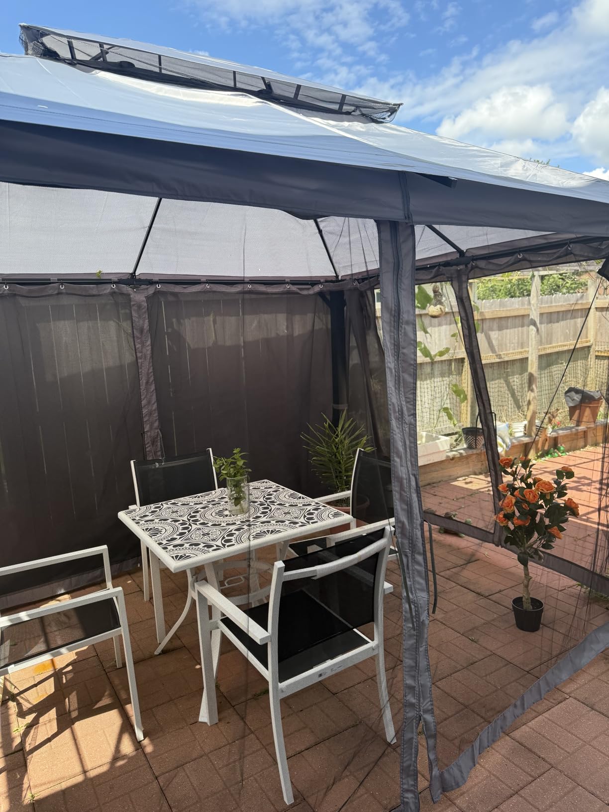 Aoxun Outdoor Gazebo for Patio 10x12, Metal Frame Canopy with Double Roofs, Heavy Duty Party Tent and Shelter with Mosquito Netting and Privacy Screen for Backyard, Lawn, Garden, Deck customer photo 2