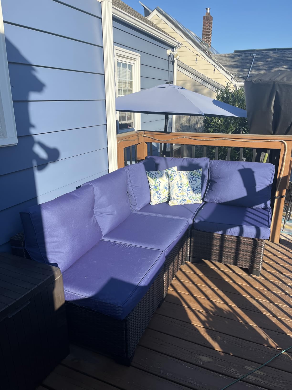 7 Piece Outdoor Patio Furniture Set, Outdoor Sectional Furniture, Rattan & Wicker Modern Modular Conversation Set Sectional Sofa W/Water Resistant Washable Thick Cushions and Coffee Table, Brown/Beige customer photo 2