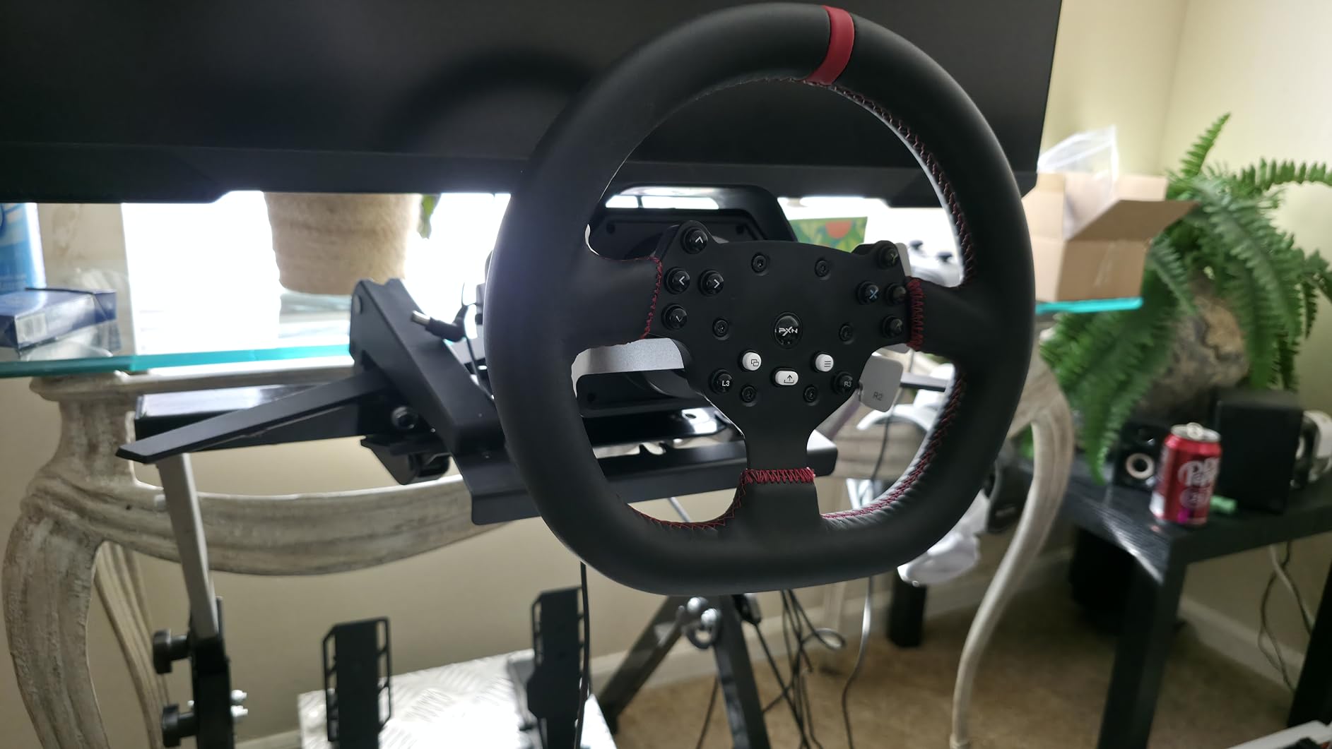 PXN Direct Drive Racing Wheel, V10 Ultra Gaming Steering Wheel - 3.2Nm Force Feedback Steering Wheel for PC/Xbox/ PS4, 270mm Leather Wheel with 4 Paddle Shifters, Adjustable Pedals customer photo 1