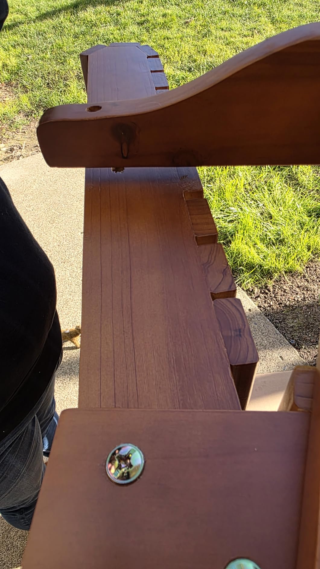 Wooden Porch Swing 3-Seater, High Backrest and Deep Seat, Bench Swing with Cupholders, Hanging Chains and 7mm Springs, Heavy Duty 880 LBS, for Outdoor Patio Garden (Carbon Black, 5 FT Extra Large) customer photo 2