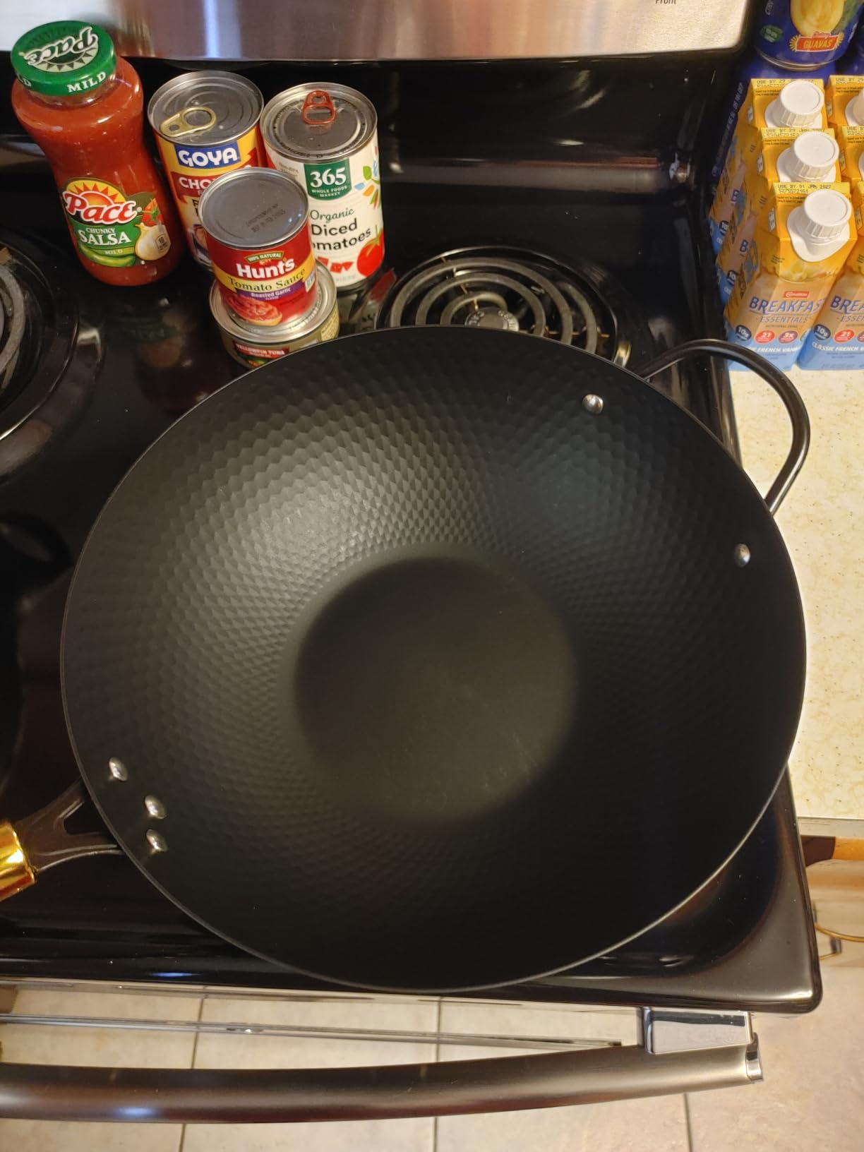 Nonstick Wok, 13-Inch Carbon Steel Wok Pan with Glass Cover, Woks & Stir-Fry Pans for Induction, Electric, Gas, Halogen, All Stoves customer photo 2