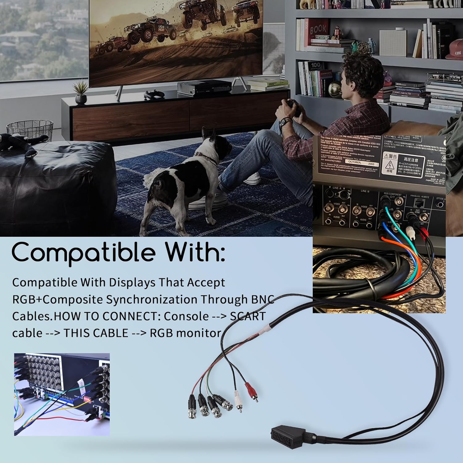 Female RGB SCART to 4 BNC + Audio Cable Compatible with Sega Genesis, Saturn, Super Nint-endo, Neo-Geo, PlayStation, and Other Systems That Output RGB via SCART customer photo 2