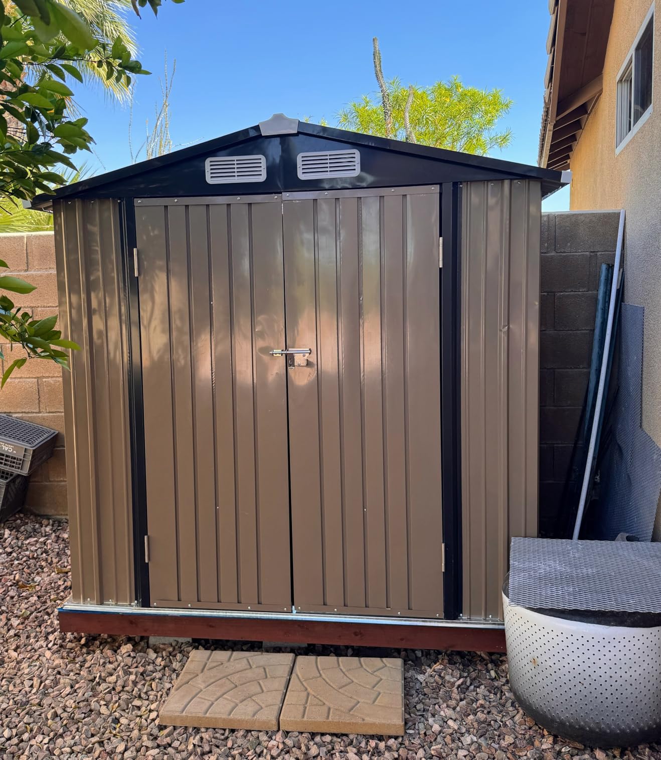 Aoxun 6.2x4 FT Shed Outdoor Galvanized Storage Shed with Large Lockable Doors for Lawn, Backyard, Patio customer photo 2