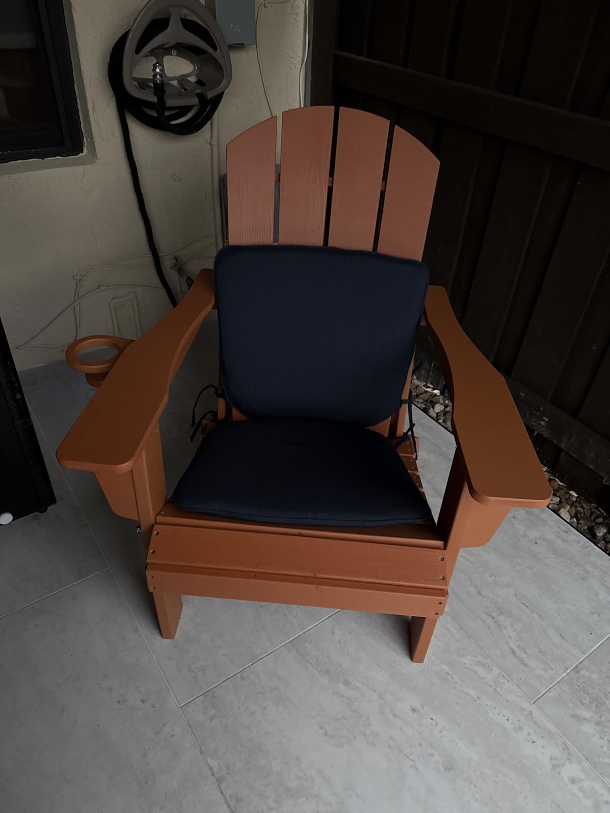 Folding Adirondack Chair with Dual Cup Holders - HDPE All-Weather Outdoor Chairs, Wood-Like Patio Chair for Backyard, Camping, Pool & Fire Pit, Navy customer photo 1