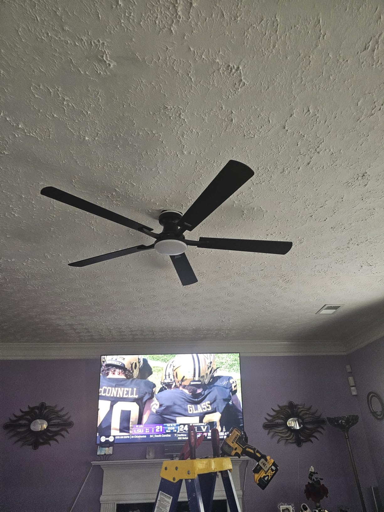 ZMISHIBO 52 Inch Smart Ceiling Fans with RGB Lights, Low Profile Flush Mount Ceiling Fan with Alexa/App/Remote Control, Dimmable 20W LED Light, Black Modern Fan for Living Room, Bedroom, Game Room customer photo 2