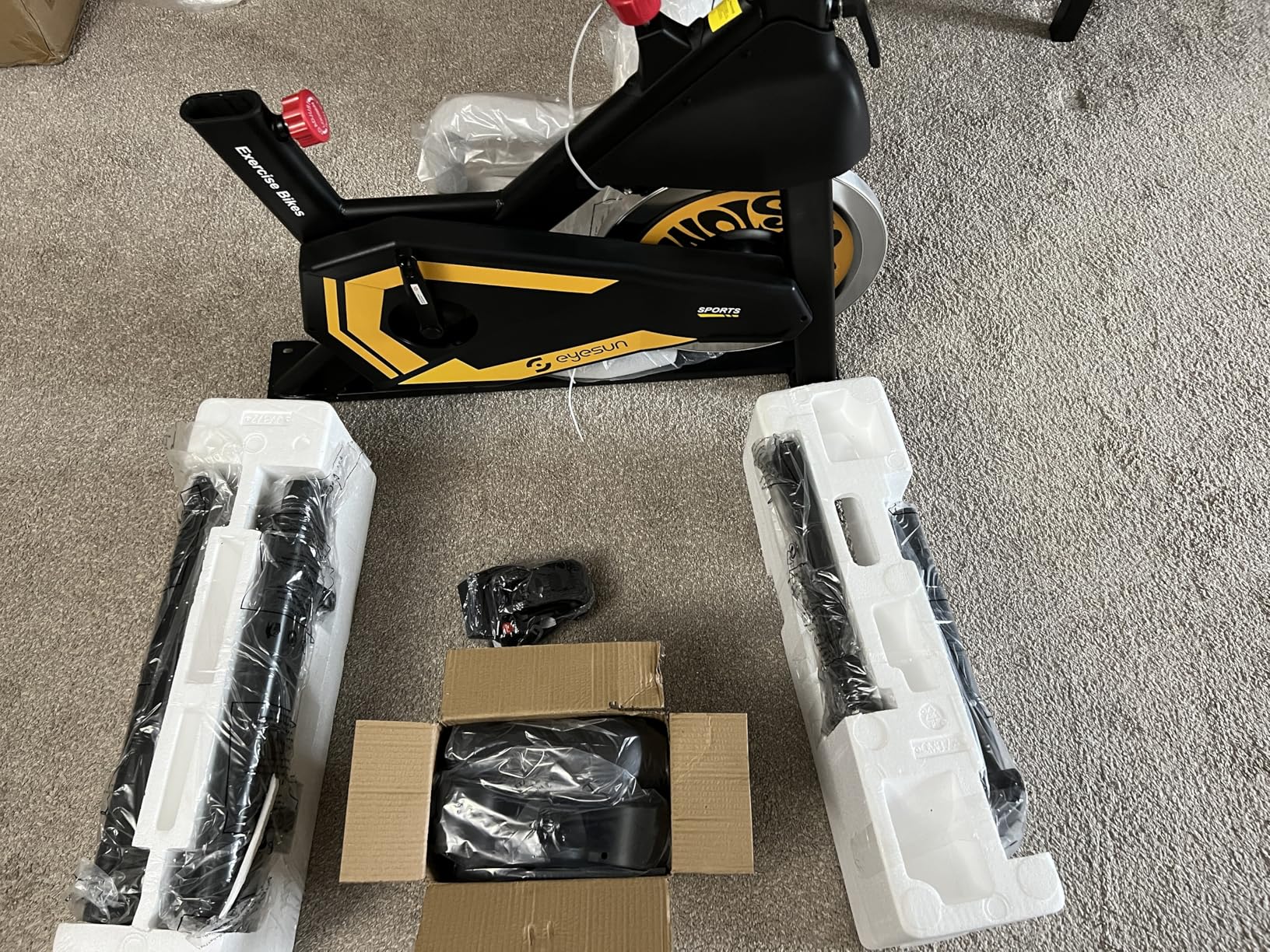 EYESUN Exercise Bikes for Home, Spin Bike with Adjustable Magnetic, Brake Pad Resistance Silent Belt Drive, 350lbs/300lbs Weight Capacity & Upgraded Version Seat for Home Cardio & Weight Loss customer photo 1