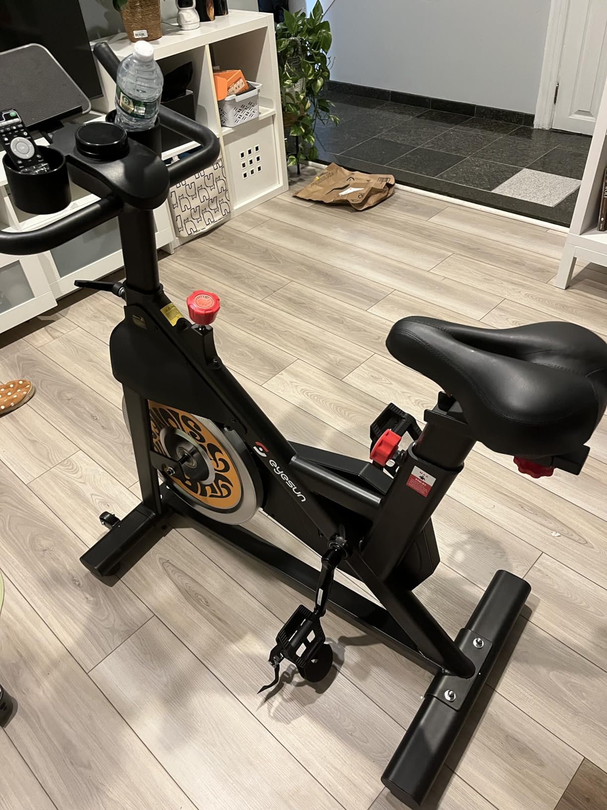 EYESUN Exercise Bikes for Home, Spin Bike with Adjustable Magnetic, Brake Pad Resistance Silent Belt Drive, 350lbs/300lbs Weight Capacity & Upgraded Version Seat for Home Cardio & Weight Loss customer photo 2