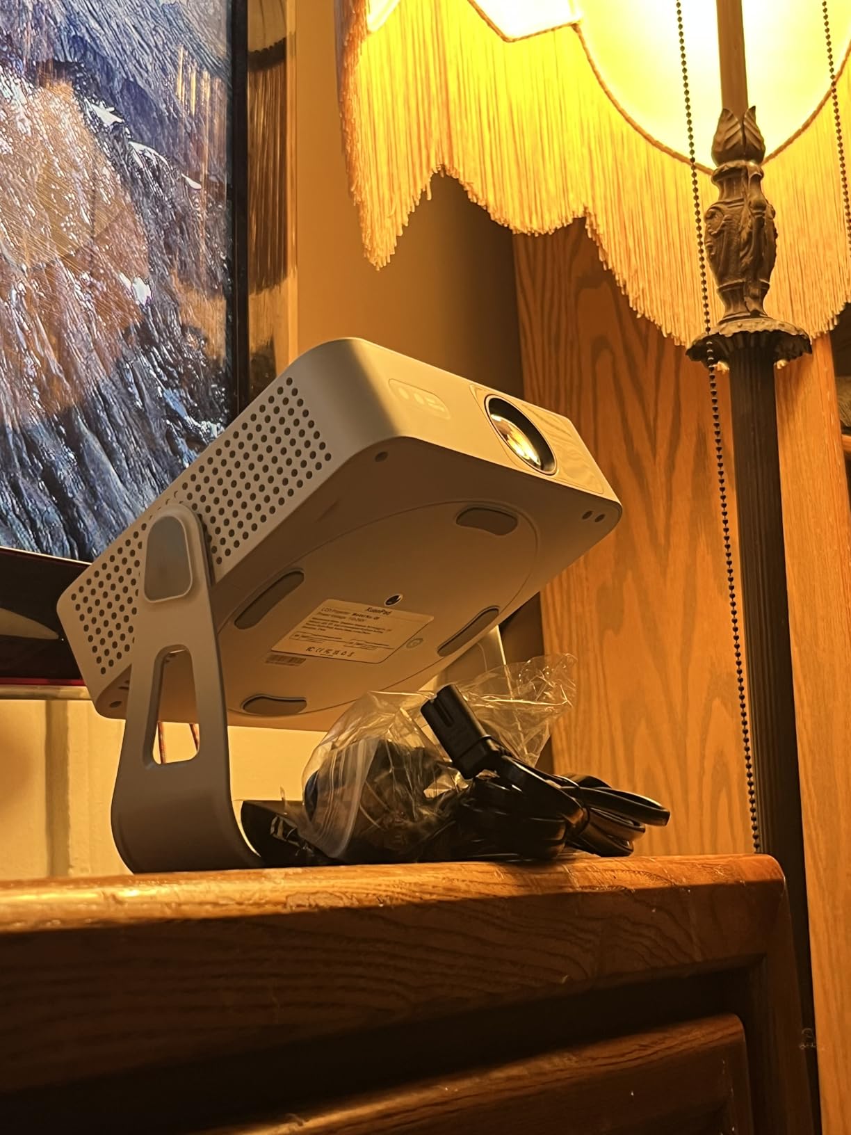 XuanPad 4K Support Movie Projector, Officially-Licensed App & Auto Focus, White Smart Mini Projector with WiFi and Bluetooth, Portable Native 1080P Outdoor Projector with 360° Stand customer photo 2