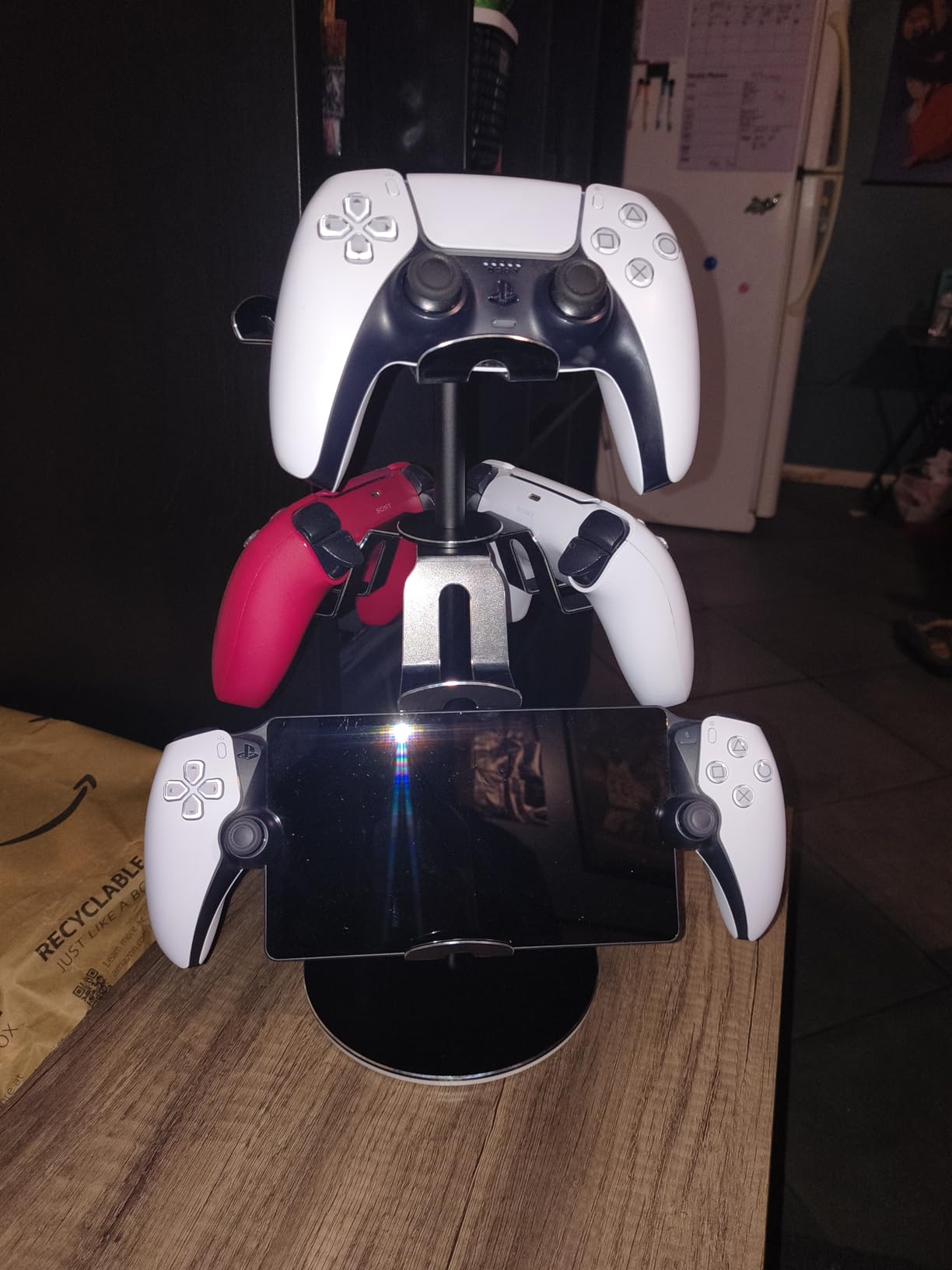 4 Tier Aluminum Alloy Game Controller Stand, Rotatable Gaming Controller Headset Holder Compatible with PS5 Xbox Nintendo Switch PS4, Controller Headphone Stand Organizer Rack for desk, Grey customer photo 2