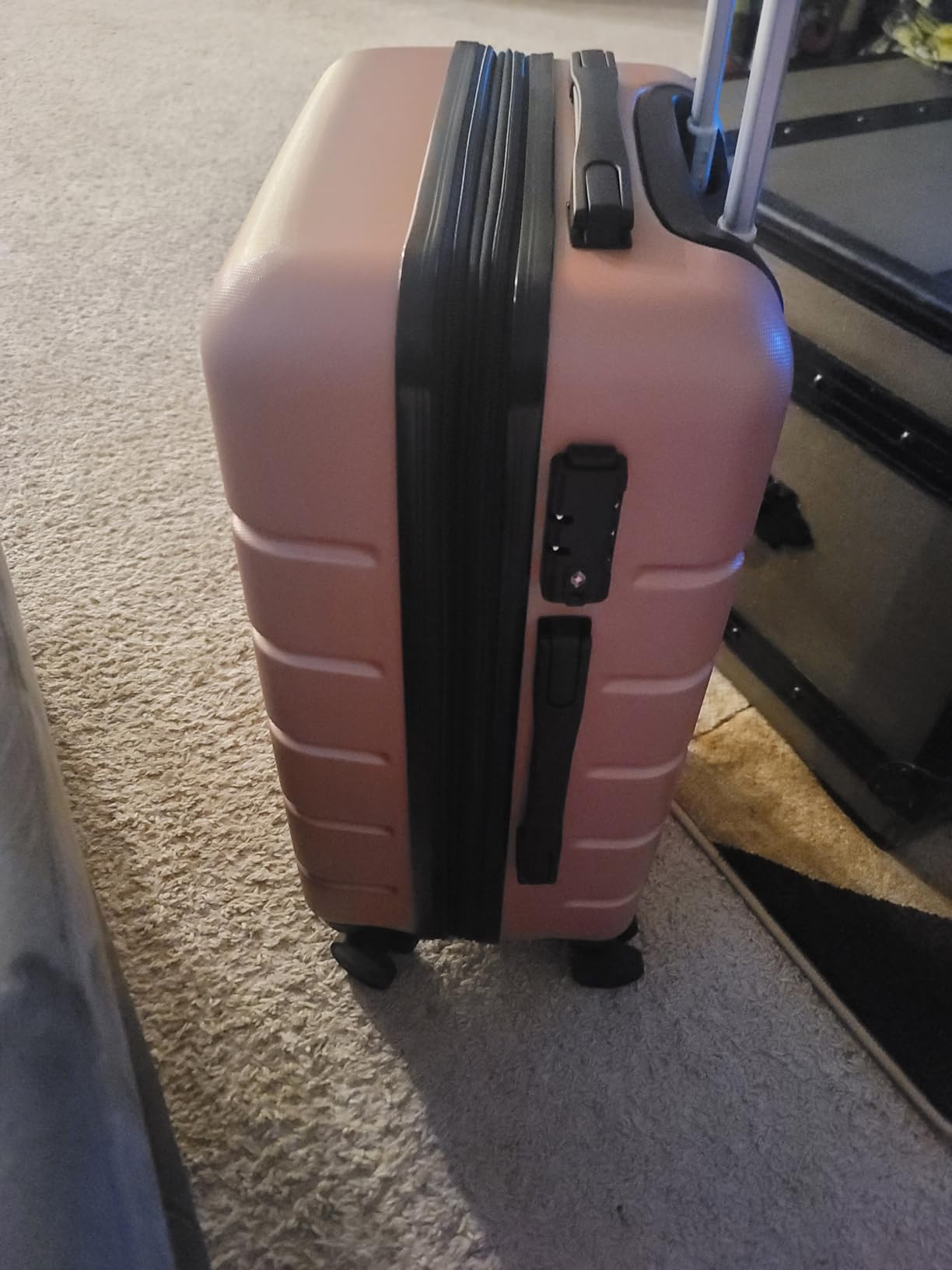 Sweetcrispy Carry on Luggage, Hard Shell ABS Suitcase with Double Spinner Wheels, Lightweight Expandable Rolling Suit Case with TSA Lock, 20 Inch Pale Pink customer photo 2