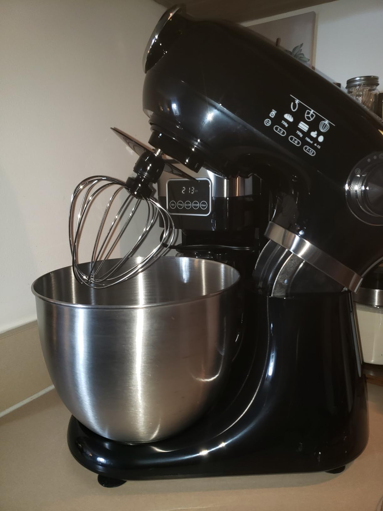 COWSAR Stand Mixer, 12 Speeds Tilt-Head Electric Commercial Stand Mixer, 3-In-1 Kitchen Mixer with Bowl, Dough Hook, Whisk and Beater, Red customer photo 2