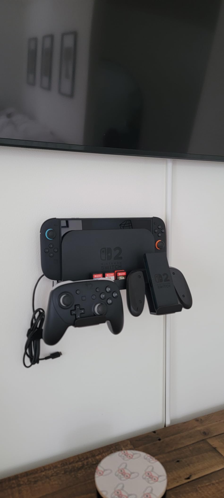 KUNSLUCK Switch 2 Wall Mount - Wall Mount Stand for Nintendo Switch 2 (2025) Console, Joy-Con, Game Cards - Space-Saving Dock with Cooling Vent Design & Easy Installation - All-in-One Wall Holder Organizer Kit customer photo 1