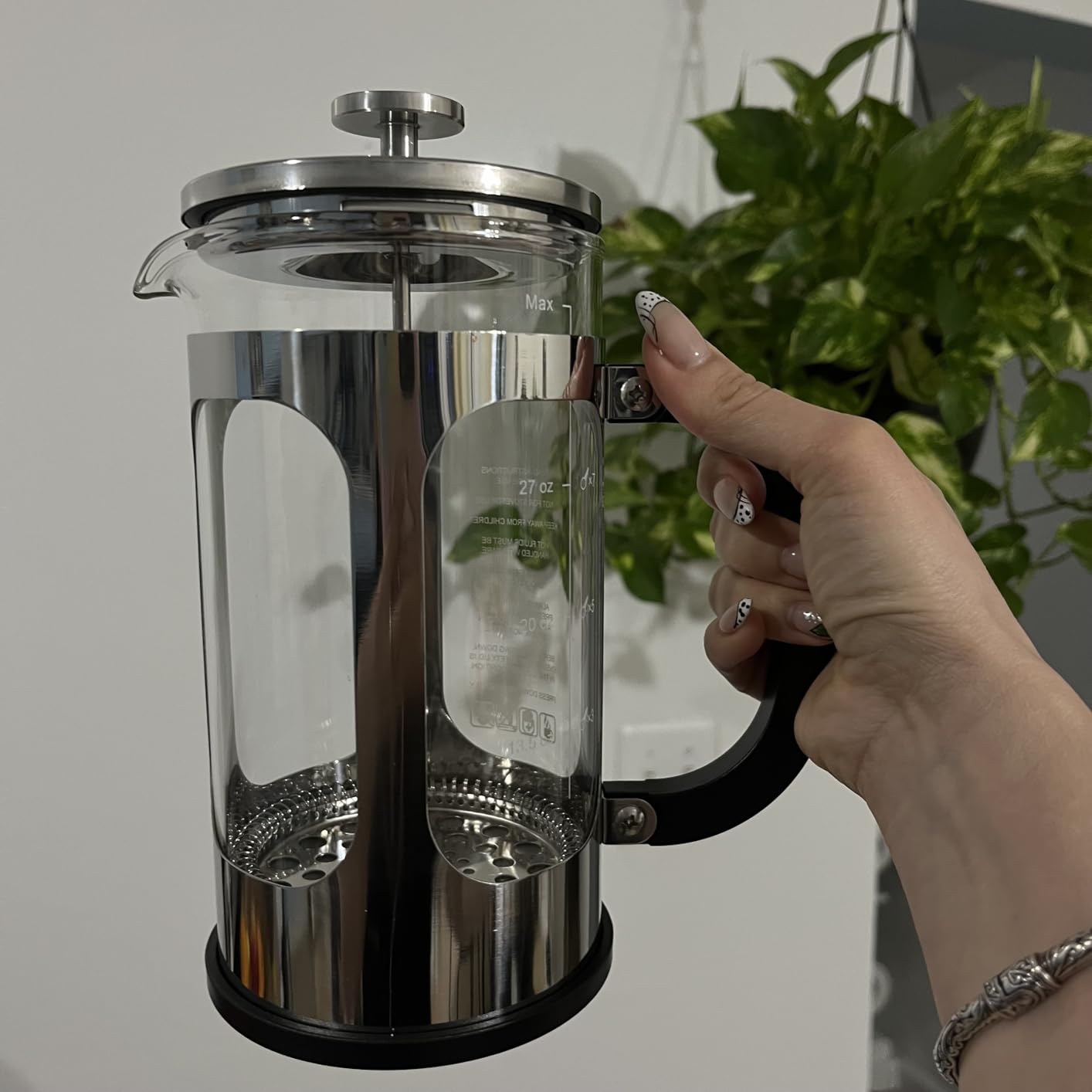 Veken French Press Coffee Maker 34oz, No Plastic Touching Cafe, Thickened Glass Stainless Steel Brewer, Cold Brew Cafetera Tea pot for Kitchen Travel Camping, Gifts, Decor, Bar Accessories, Dark Pewter customer photo 1