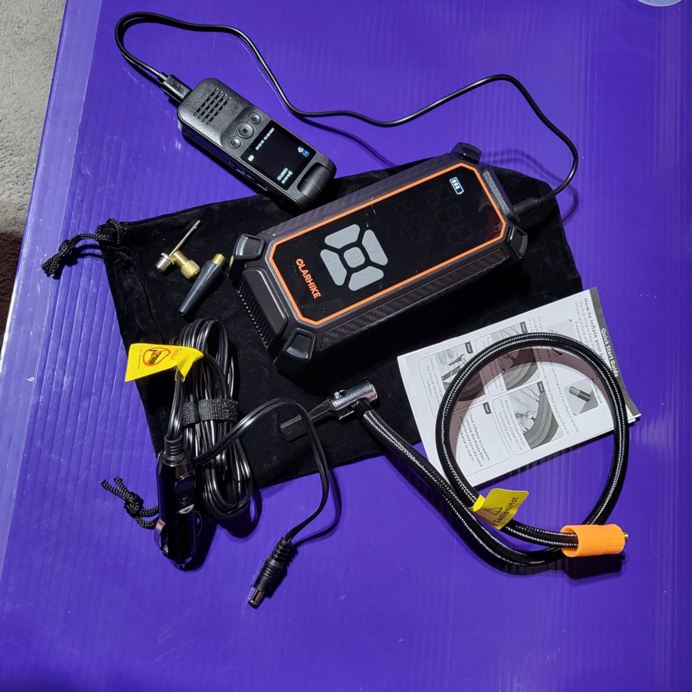 OlarHike Cordless Tire Inflator Portable Air Compressor, 150PSI Dual Power - 6000mAh & 12V DC, Air Pump for Car Tires, Bike, Motorcycle, Balls with LED & Digital Pressure Gauge, Car Gifts customer photo 1