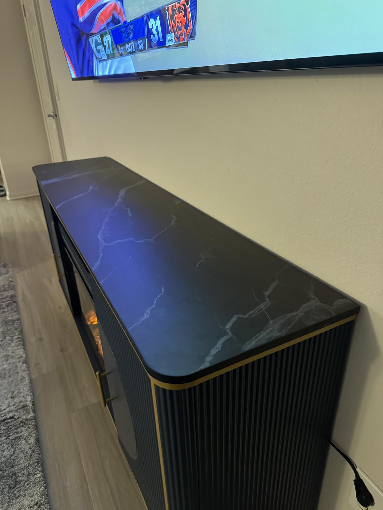 Fluted Fireplace TV Stand Up to 80