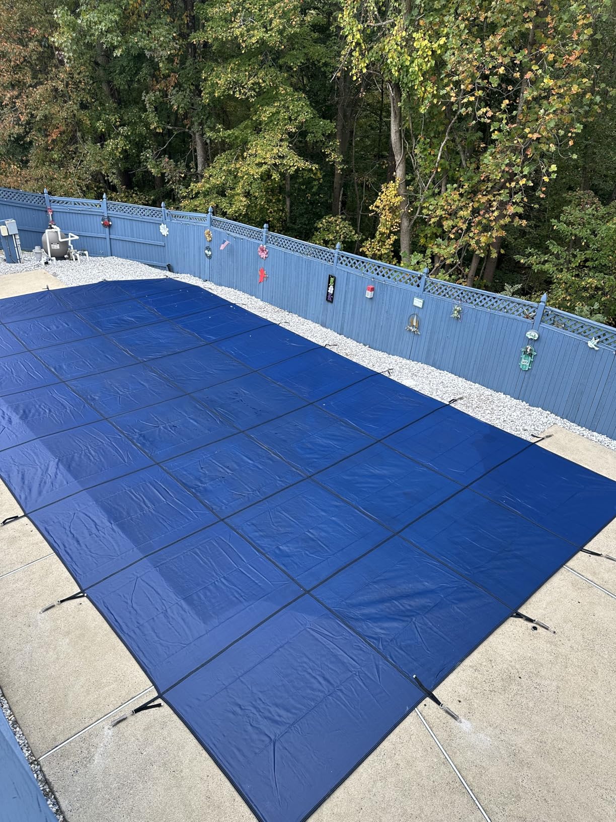 Pool Safety Cover for Inground Pools, Heavy-Duty Winter Pool Cover, Rectangle Mesh/Solid Swimming Pool Covers, Triple Stitched for High Strength & UV Protection, Blue customer photo 1