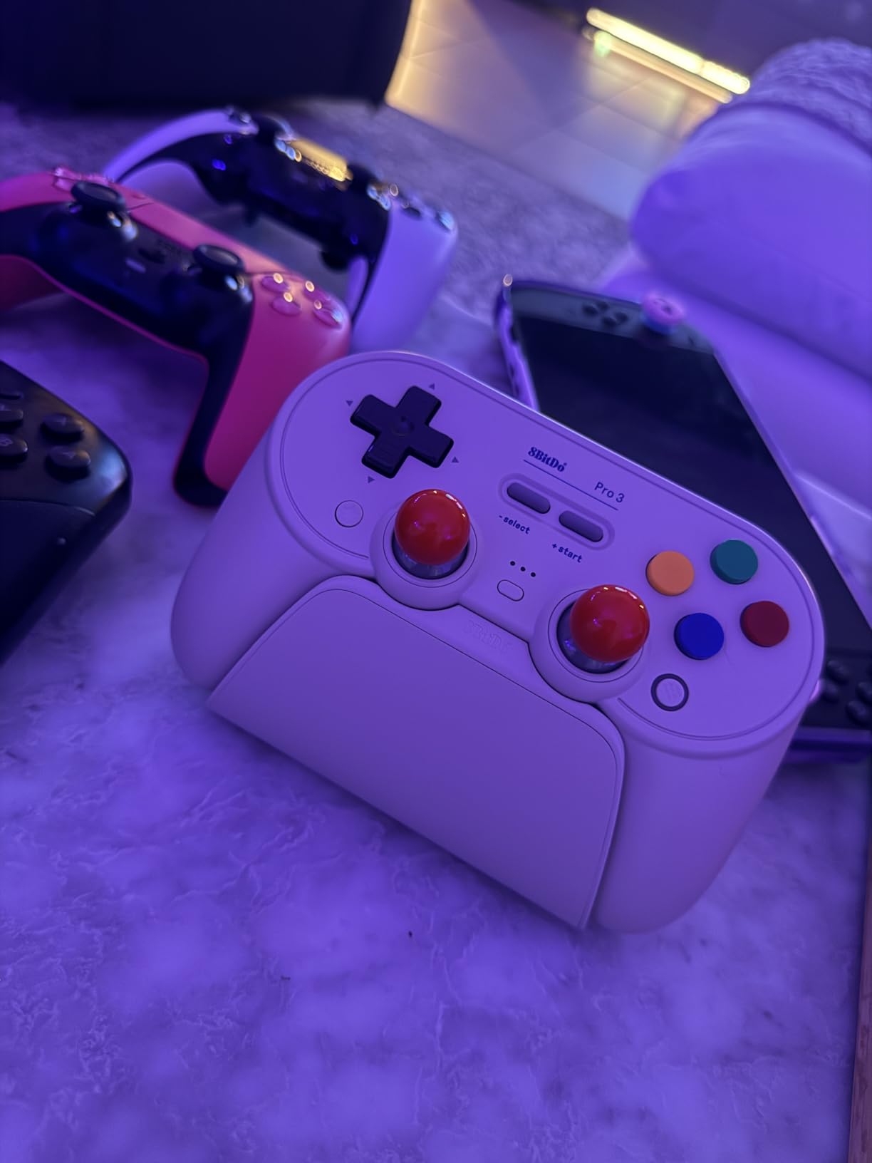 8BitDo Pro 3 Bluetooth Controller for Switch/Switch 2 - TMR Joysticks, Swappable ABXY Buttons, Pro Back Buttons, Charging Dock, Hall Effect Triggers, for Windows, Apple, SteamOS, Android - Purple customer photo 2