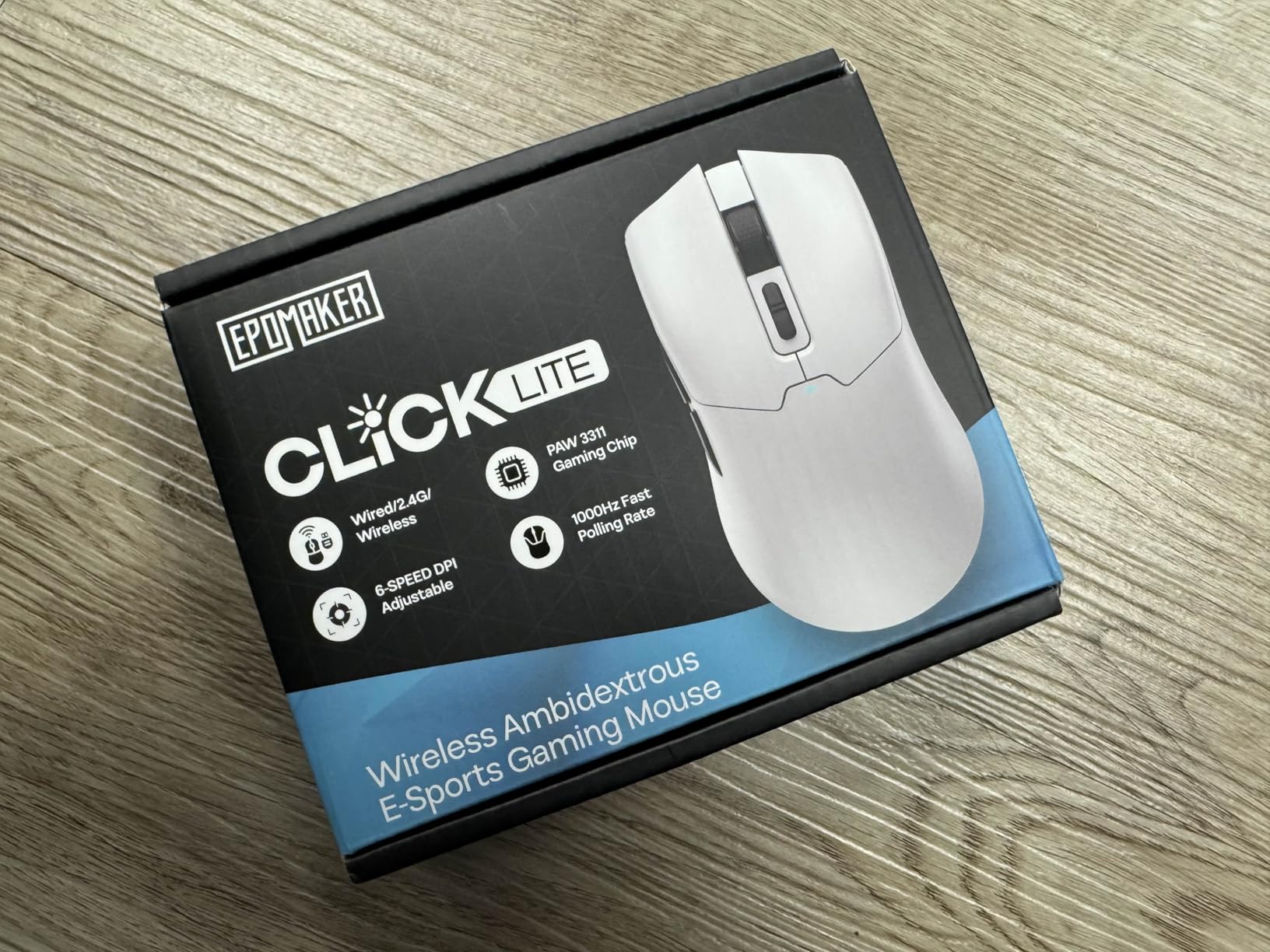 EPOMAKER Click Lite Wireless Gaming Mouse, 800 to 12,000 DPI Adjustable, PAW3311 Sensor, 500mAh, 59g, 2.4G/BT/USB-C Rechargeable Wireless Mouse with 5 Programmable Buttons for PC/Mac/Linux (White) customer photo 1