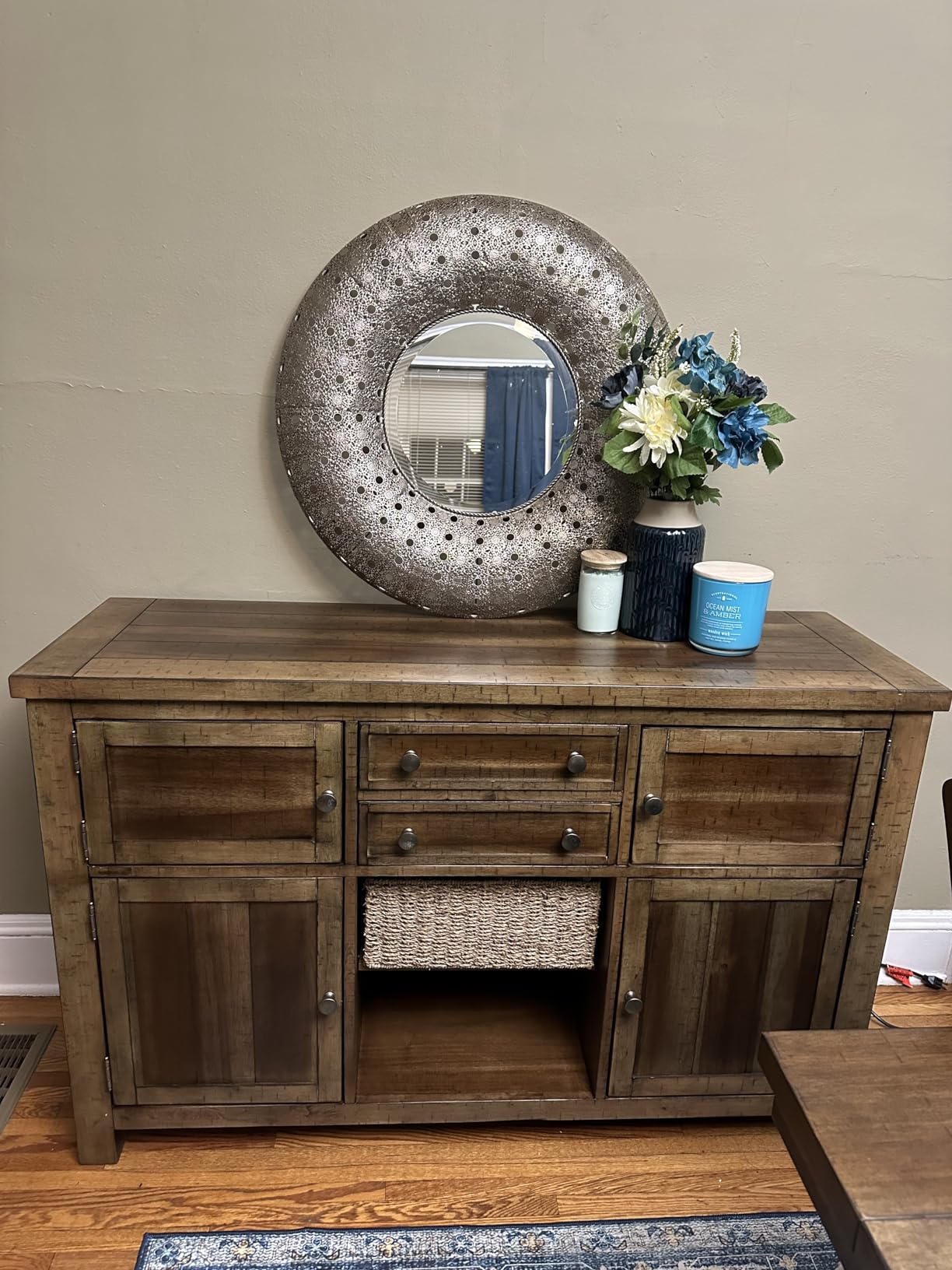 Signature Design by Ashley Wildenauer Farmhouse Dining Buffet with Drawers and Adjustable Shelves, Light Brown & Black customer photo 1