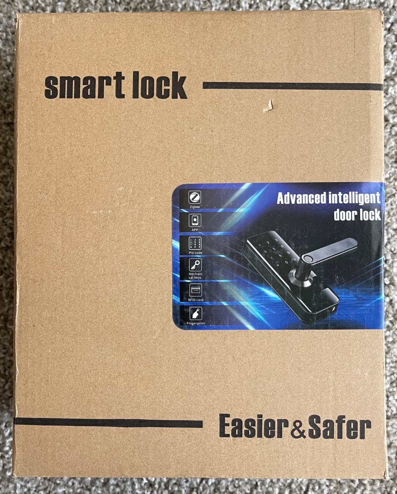 eLinkSmart Slim Keypad Door Lock Built-in WiFi Fingerprint Keyless Entry Mortise Smart Lock for Sliding Patio Glass Door, 2885 Hook Latch, Fits 22-110mm (0.87