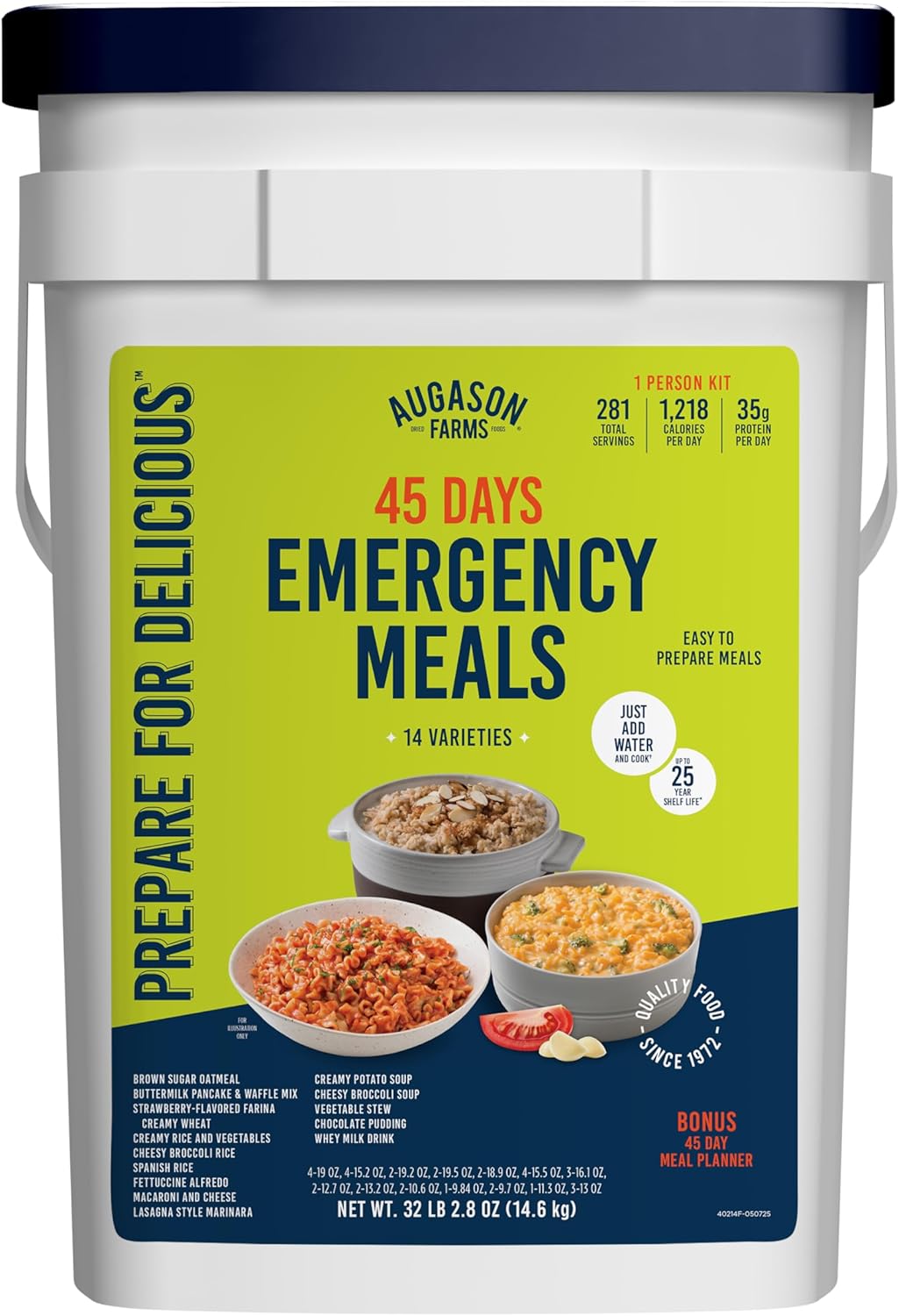 Augason Farms 45 Days Emergency Food Supply Kit, Dehydrated Meal Survival Food Bucket for 1 Person - 281 Servings customer photo 1