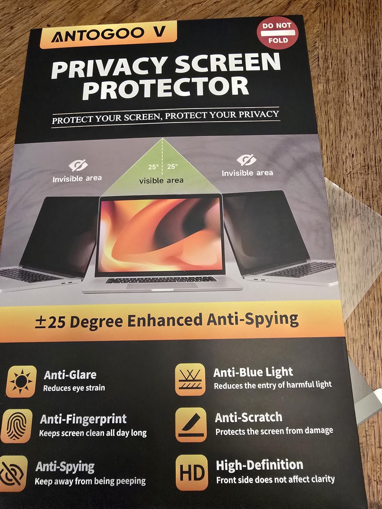 Nano-Suction Laptop Privacy Screen 14 Inch 16:10, Removable Screen Privacy Shield for Laptop, Anti Glare, Anti Bule Light, Screen Protector for Lenovo HP Dell Acer Asus Thinkpad customer photo 2