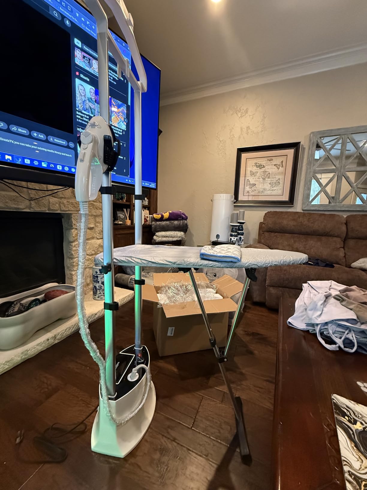 Professional Heavy Duty Full-Size Standing Garment Steamer 25s Fast Heat-up with Rotating Ironing Head 1.6L/54 fl.oz Water Tank, Self-cleaning Function, Foldable Ironing Board, Ironing Gloves customer photo 1