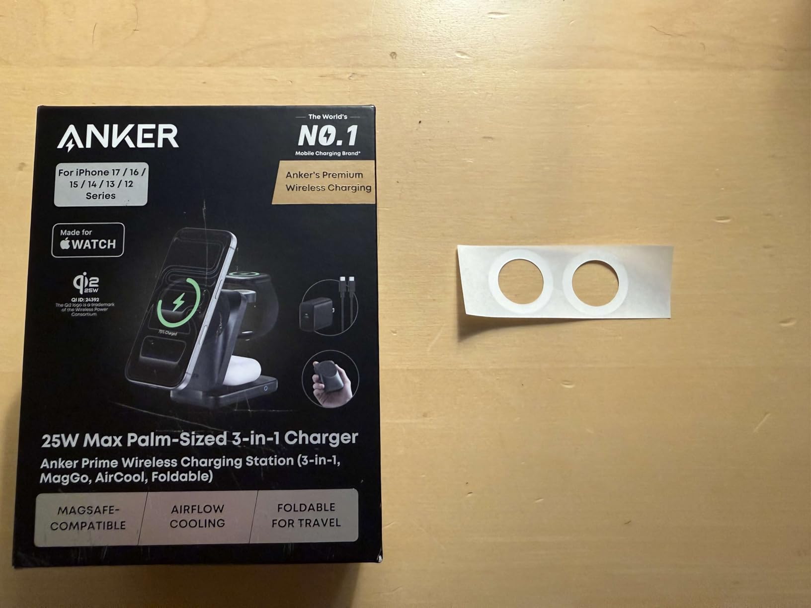 Anker Prime 3-in-1 Wireless Charging Station, MagSafe Charger Stand Compatible, Qi2 25W Certified Palm-Sized Foldable Charger for iPhone 17/16, Apple Watch, AirPods (Non-Battery, Adapter Included) customer photo 2