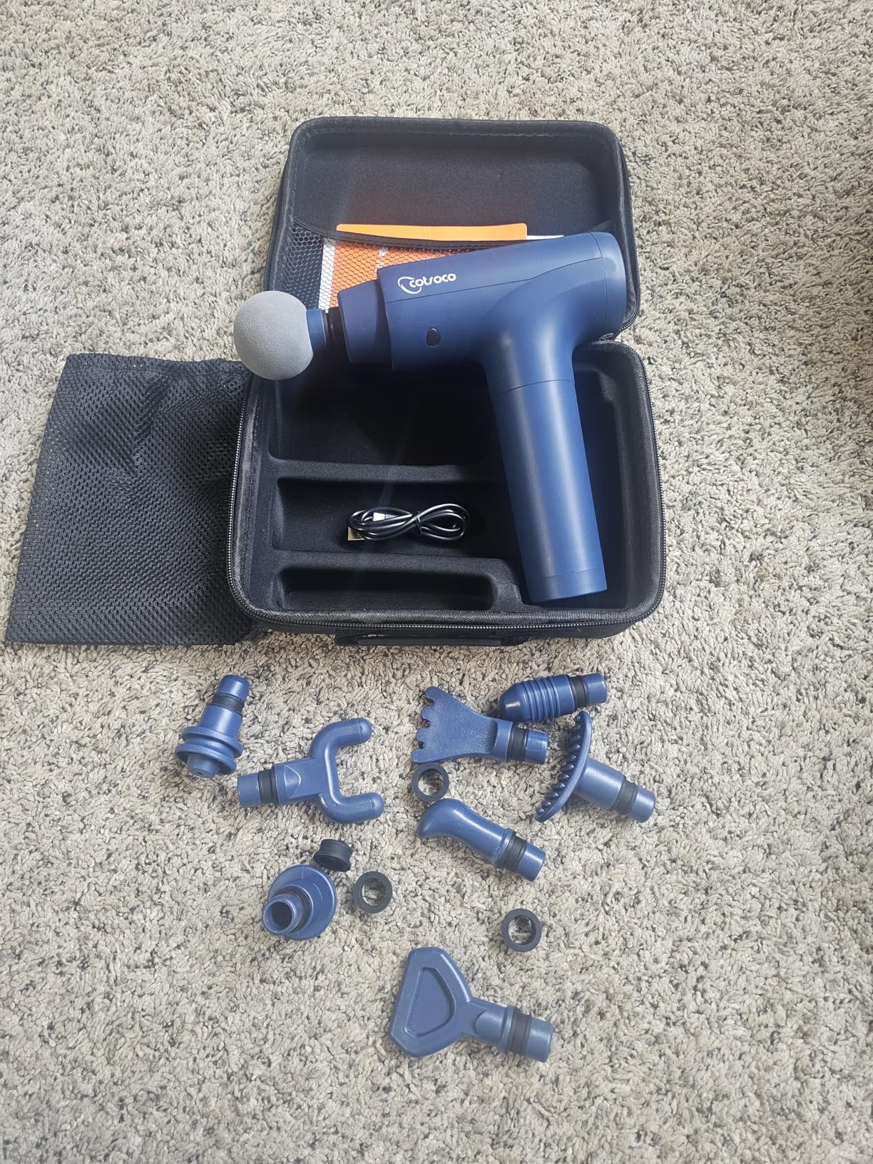 cotsoco Massage Gun Deep Tissue, Muscle Massage Gun with 9 Attachment Heads 20 Speeds & Silent Brushless Motor for Pain Relief, Handheld Percussion Back Massager Gun for Athletes customer photo 2