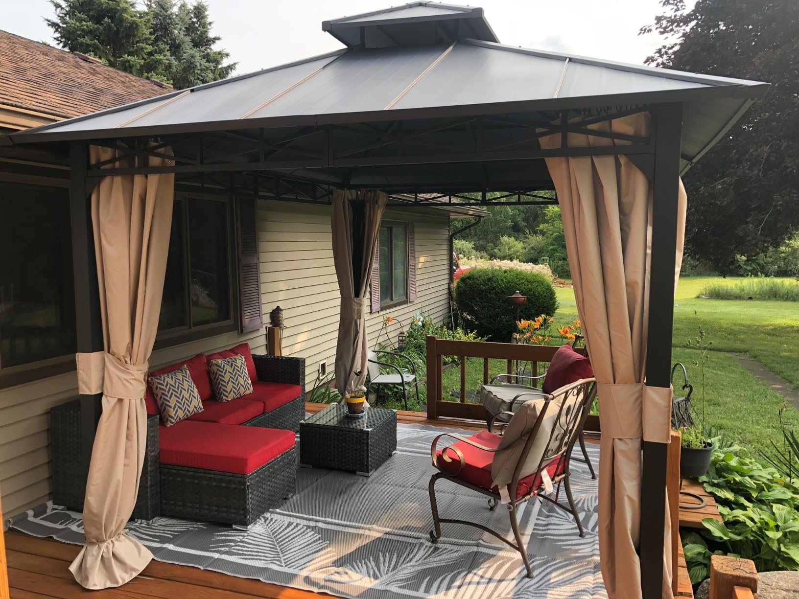 Shintenchi 4 Pieces Patio Furniture Sets, Outdoor Sofa Patio Sectional Sets All Weather, Wicker Rattan Seating Sofa Couch with Cushions & Coffee Table for Yard, Garden, Porch, Poolside (Gray) customer photo 2