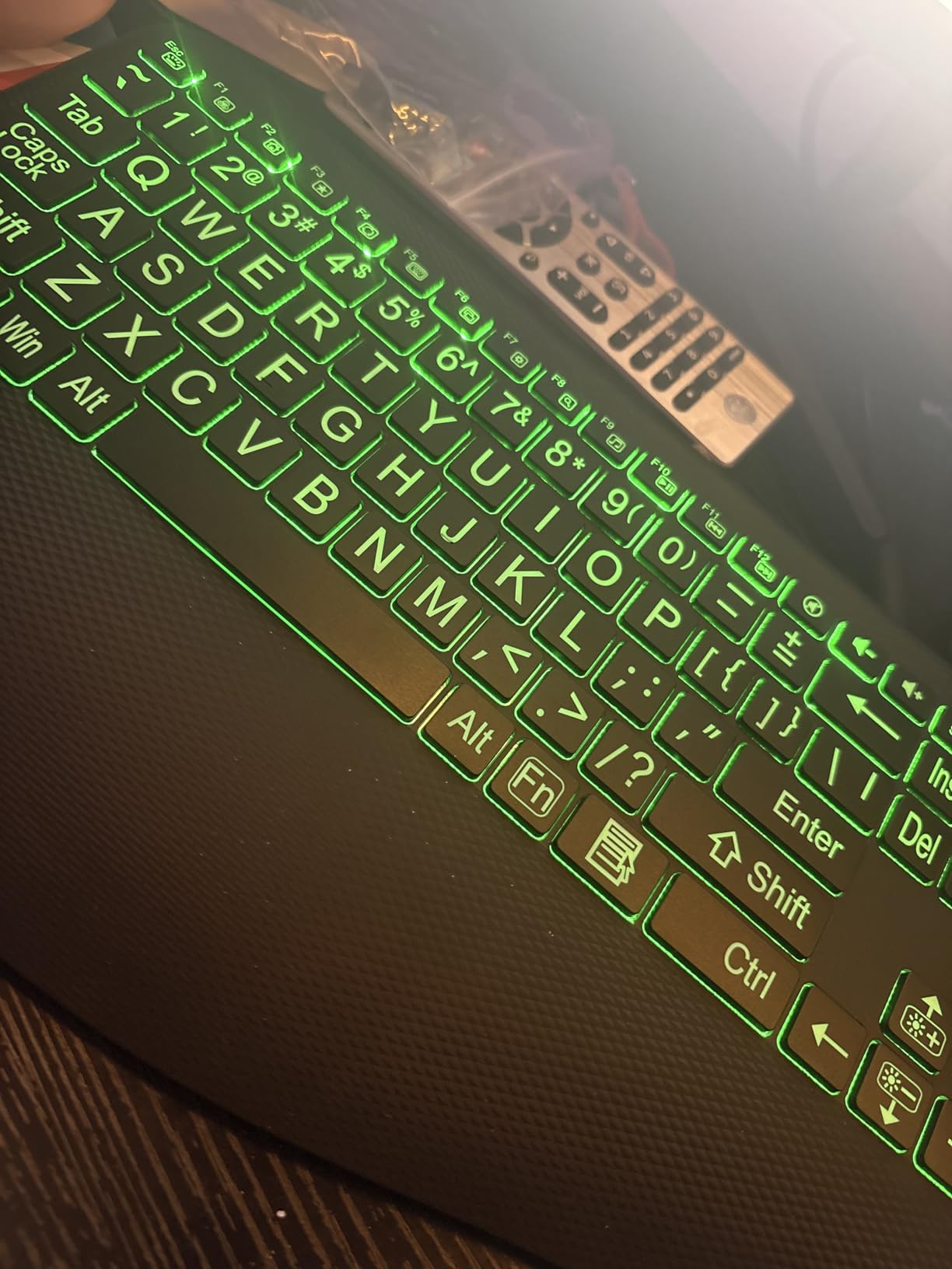 Large Print Backlit Wireless Keyboard - Silent Keyboards with Wrist Rest, 7-Color Light up, Quiet Low Profile Keys, 2.4G Wireless Rechargeable Full Size Keypad for Computer Laptop Windows, Black customer photo 1